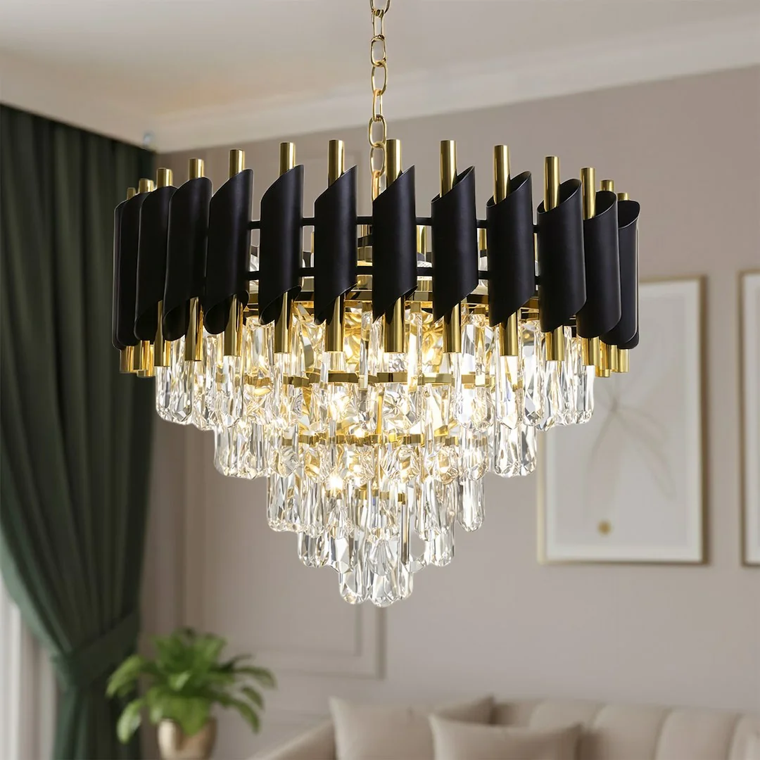 Cristal Black & Gold 7 Light Chandelier – image 4