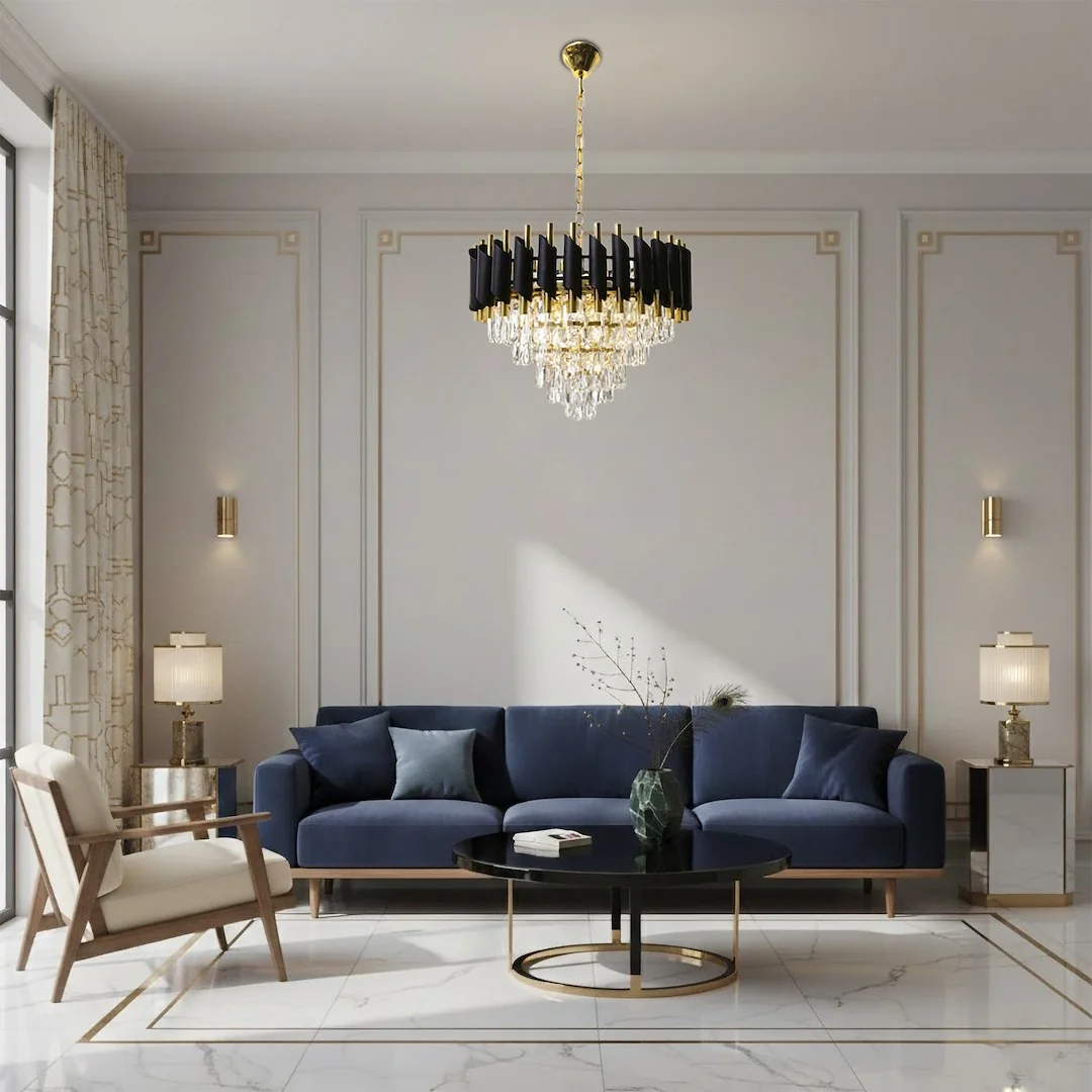 Cristal Black & Gold 7 Light Chandelier – image 8