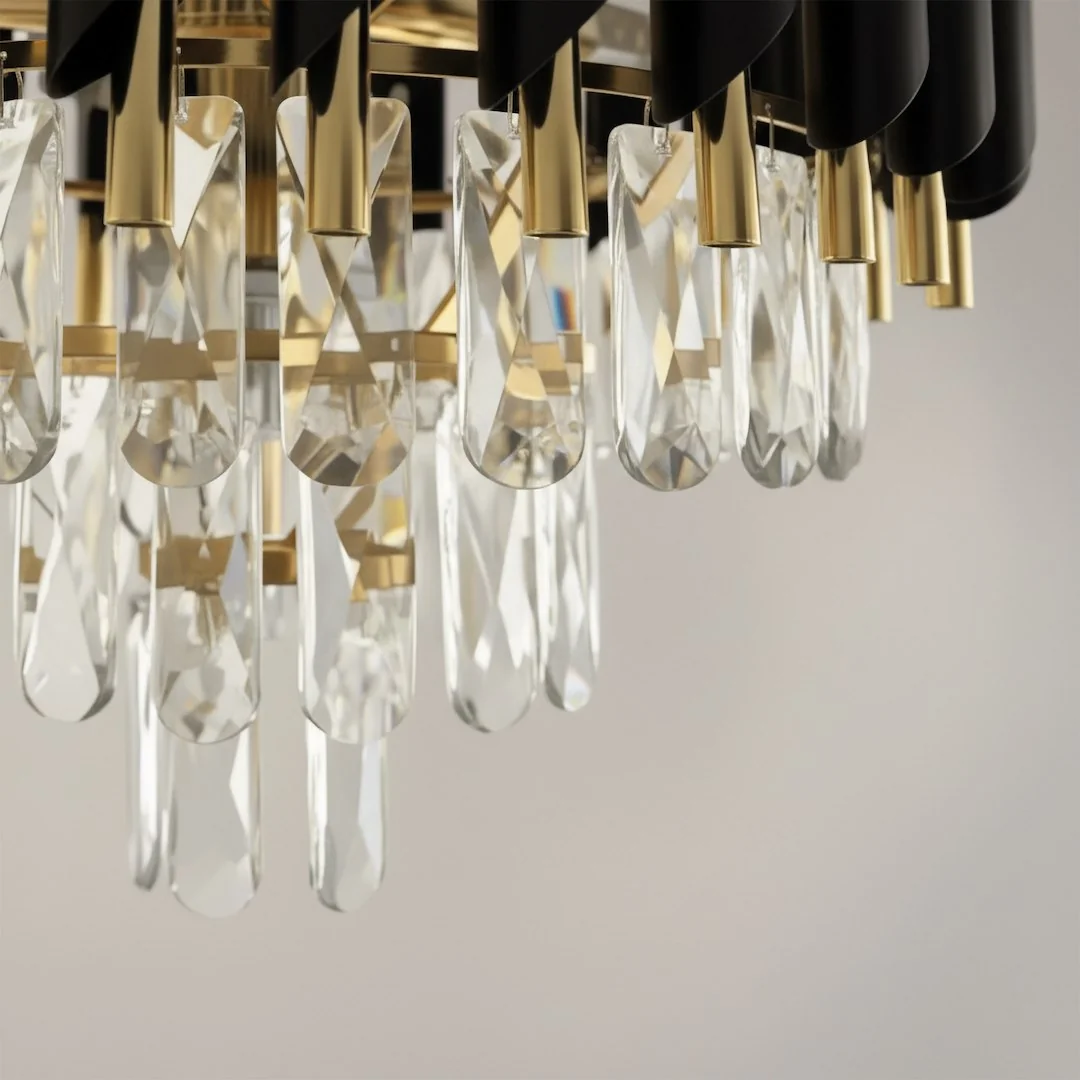 Cristal Black & Gold 7 Light Chandelier – image 9