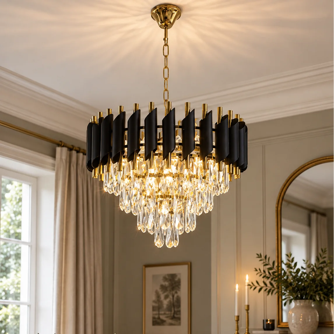 Cristal Black & Gold 7 Light Chandelier – image 1