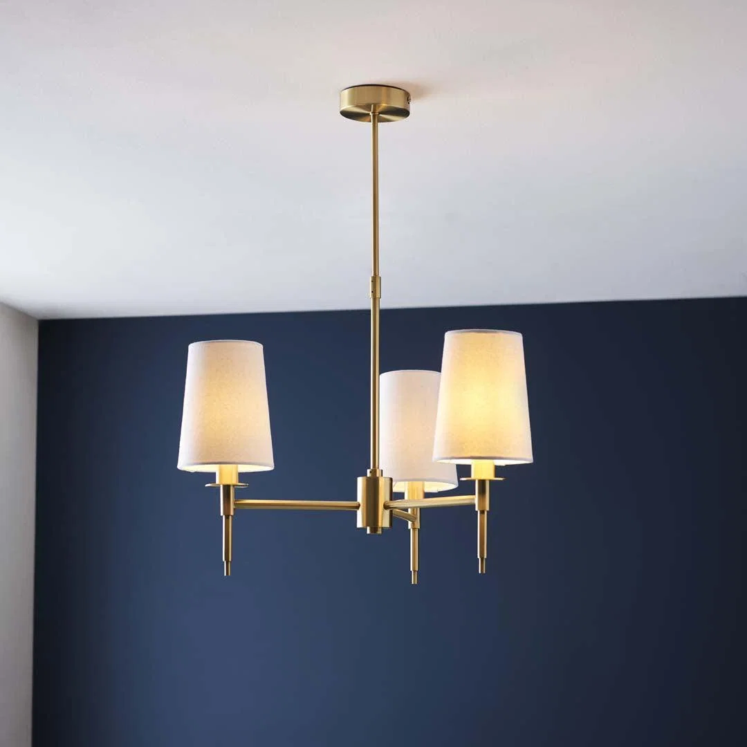 Obasi 3-Light Satin Brass Shaded Chandelier – image 1