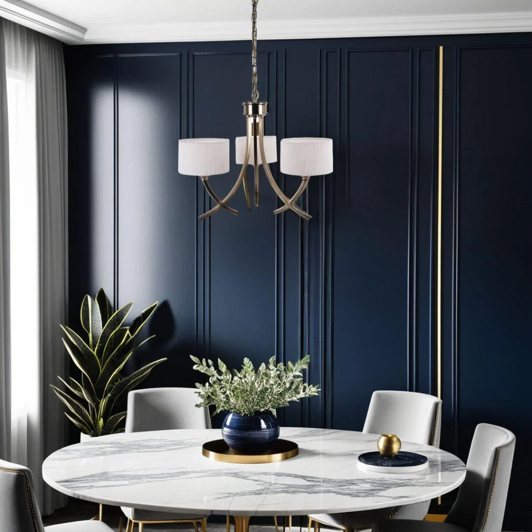 Justina Antique Brass 3 Light Pendant Chandelier – image 1