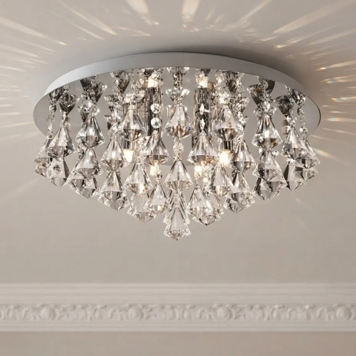 Pyramid drop 8 Light flush fitting - Silver – image 1