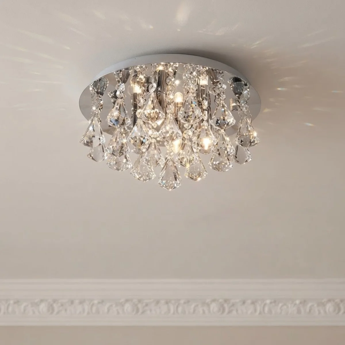 Pyramid drop 4 light flush fitting - Silver – image 1