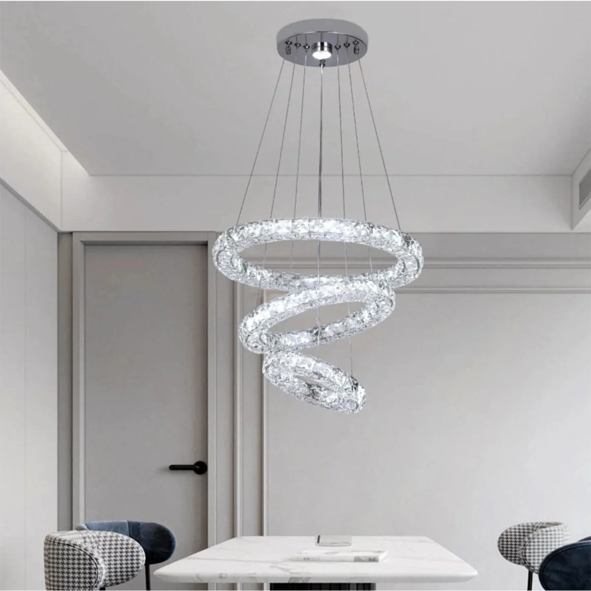 Pendant Chandelier 3 Rings Silver - Silver – image 2