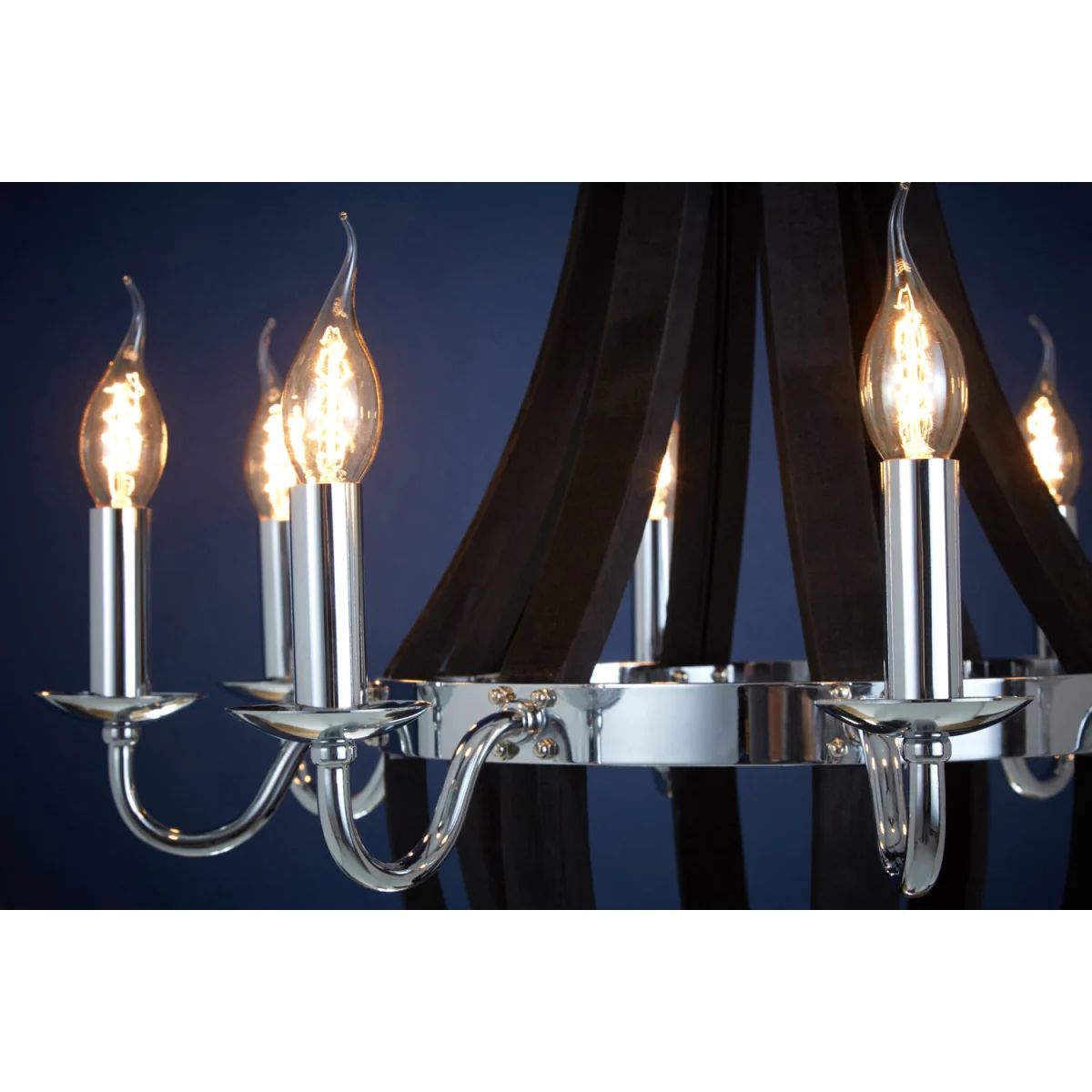 Kensington Townhouse Black 8 Bulb Curved Chandelier - Black – image 2