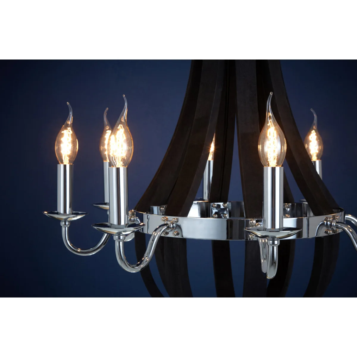 Kensington Townhouse Black 8 Bulb Curved Chandelier - Black – image 3