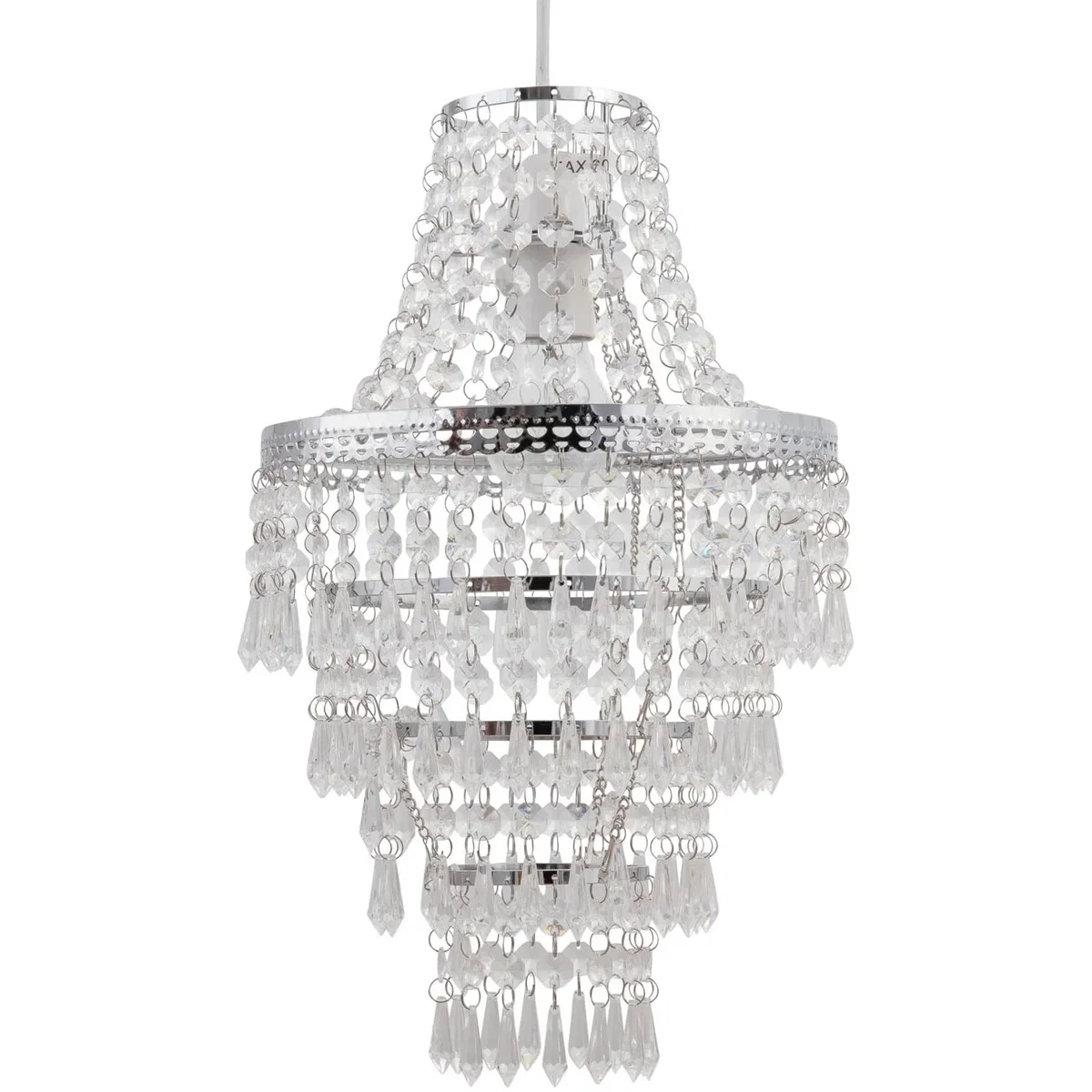 Chrome Tiered Chandelier Style Light Shade - Clear – image 2