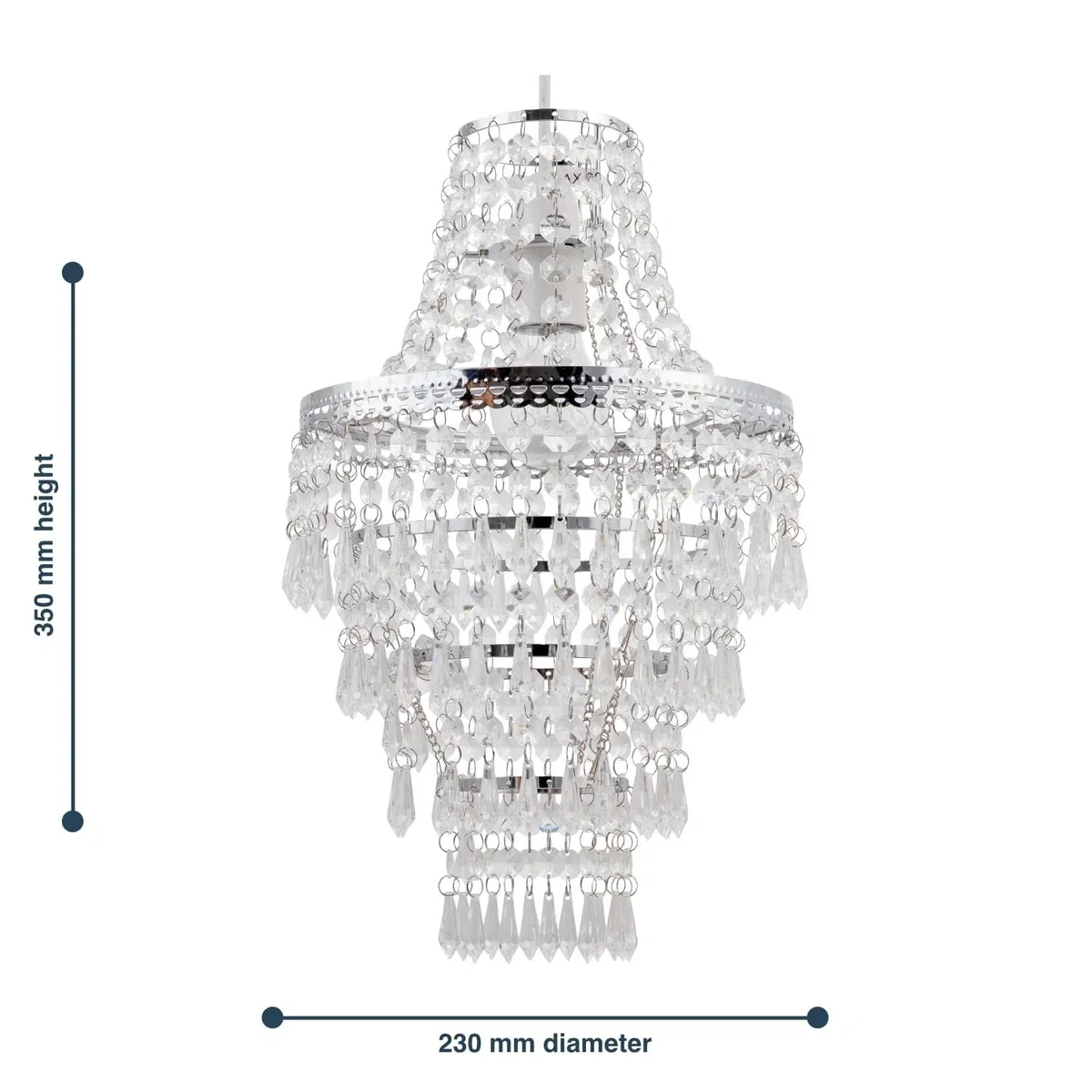 Chrome Tiered Chandelier Style Light Shade - Clear – image 4