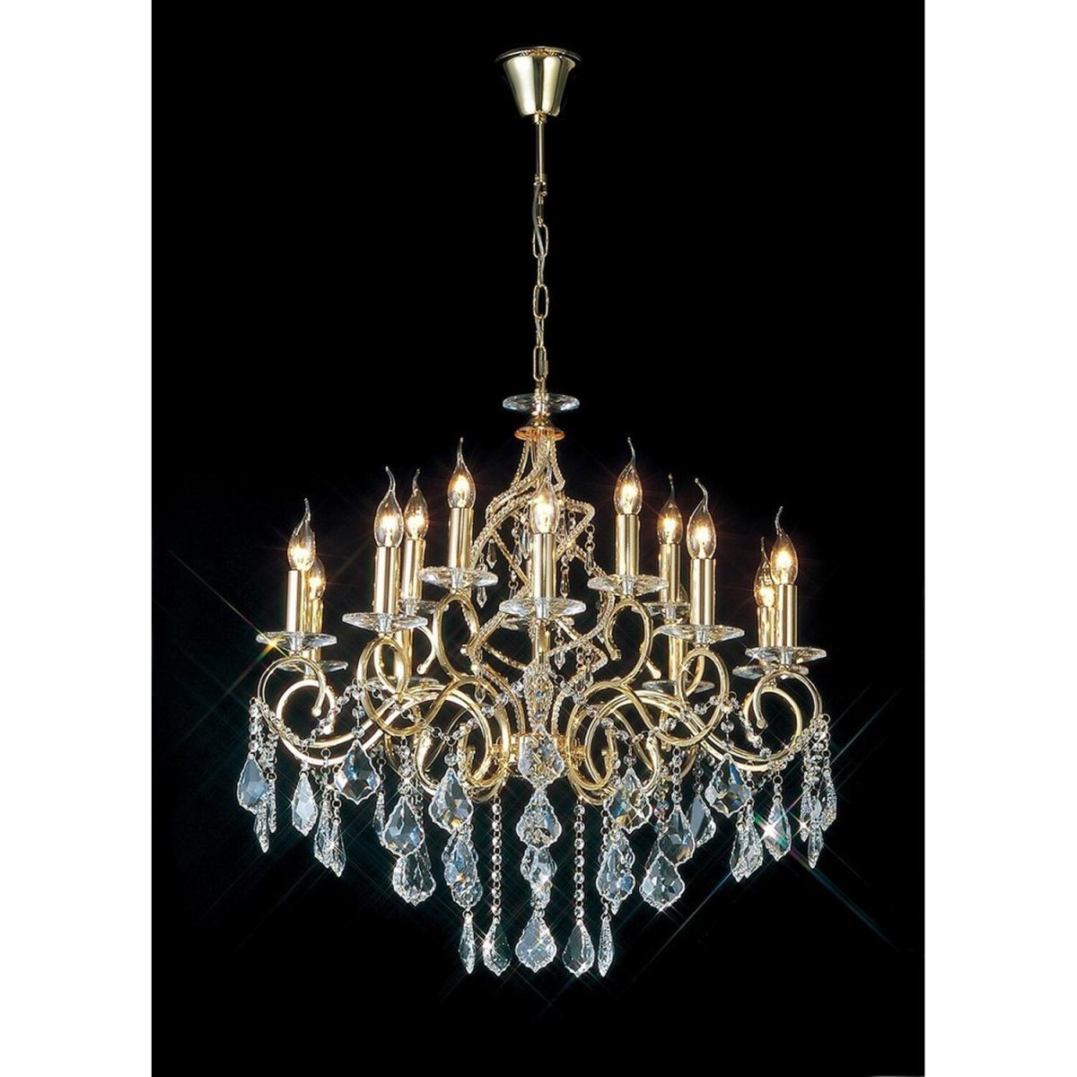 Torino Ceiling Pendant Chandelier 15 Light French Gold, Crystal - French Gold – image 2