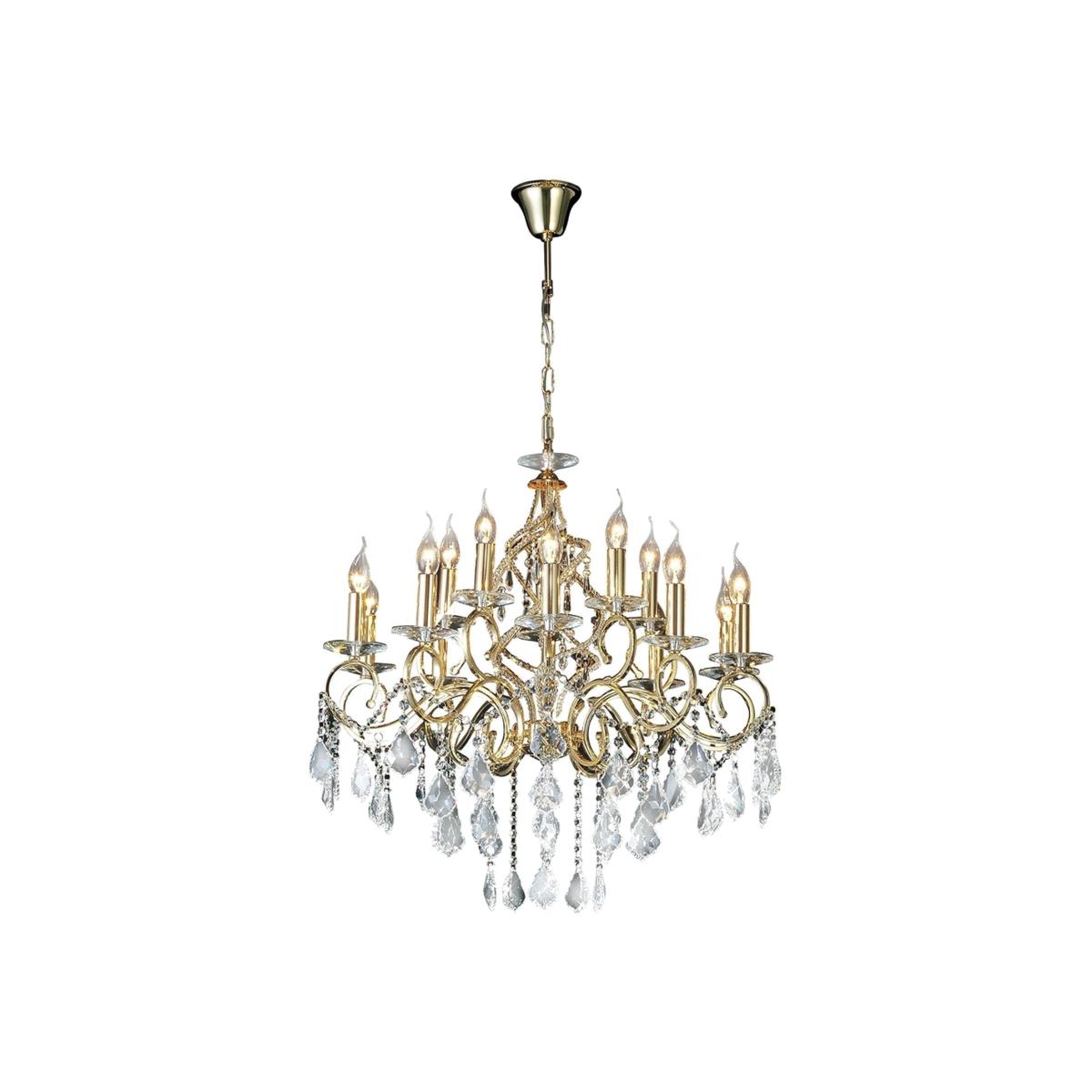 Torino Ceiling Pendant Chandelier 15 Light French Gold, Crystal - French Gold – image 1