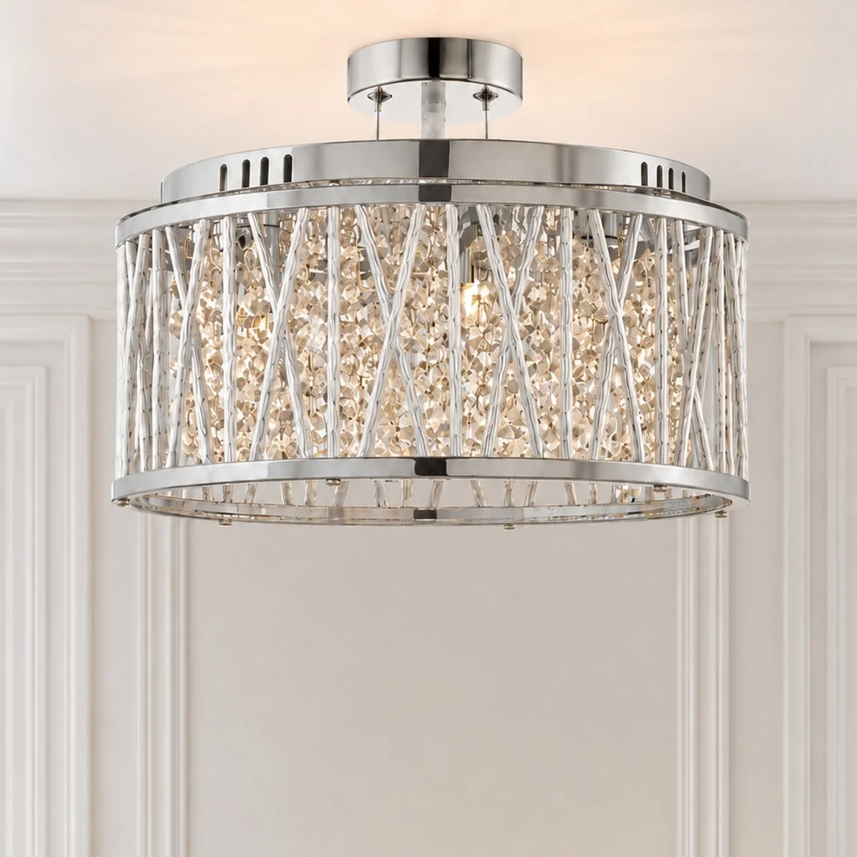 Kriss Kross 5 Light Pendant to Semi-Flush - Silver – image 1