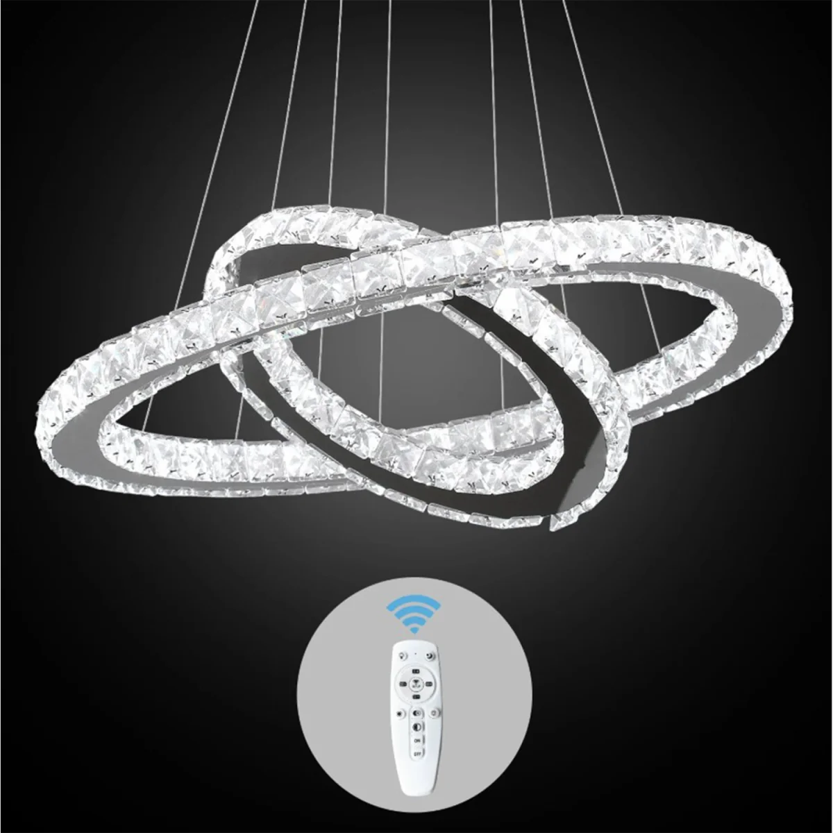 Chandelier 2 Rings Silver Dimmable - Silver – image 2