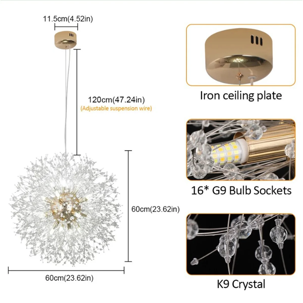 Firework Chandelier Pendant Light - Gold – image 3