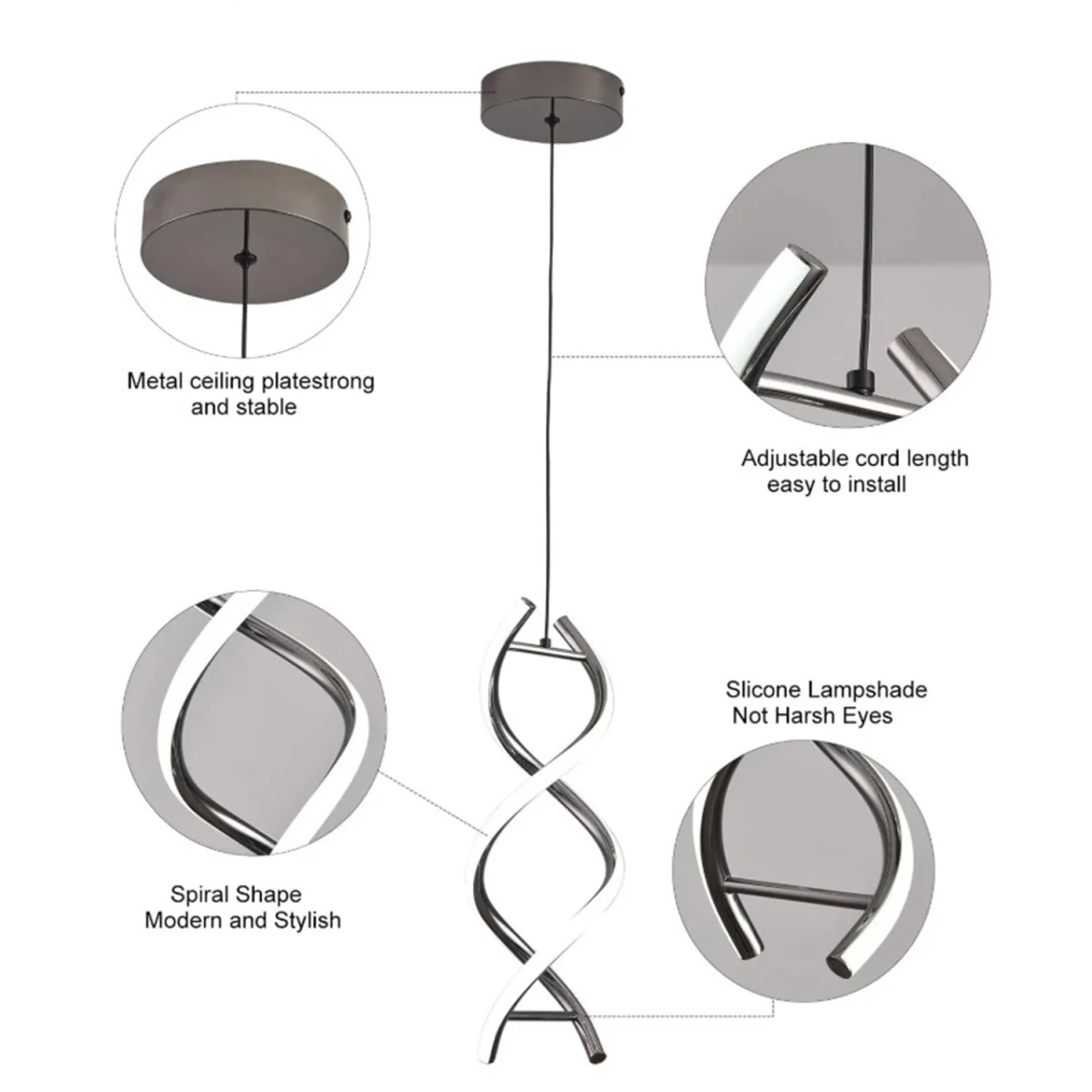Modern Spiral LED Pendant Light Chandelier – image 3