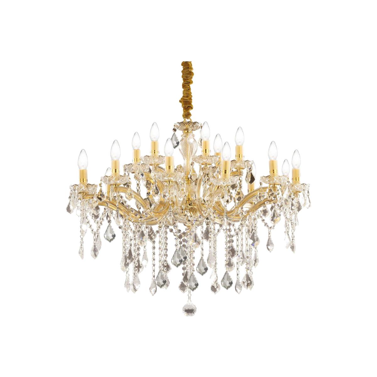 Florian 18 Light Crystal Chandelier Gold Finish, E14 - Gold
