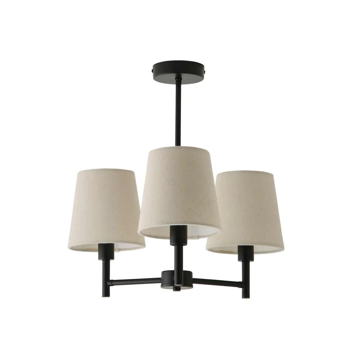 Kincaid 3 Arm Chandelier Ceiling Light with Tapered Shades - Matte Black / 1kg – image 2