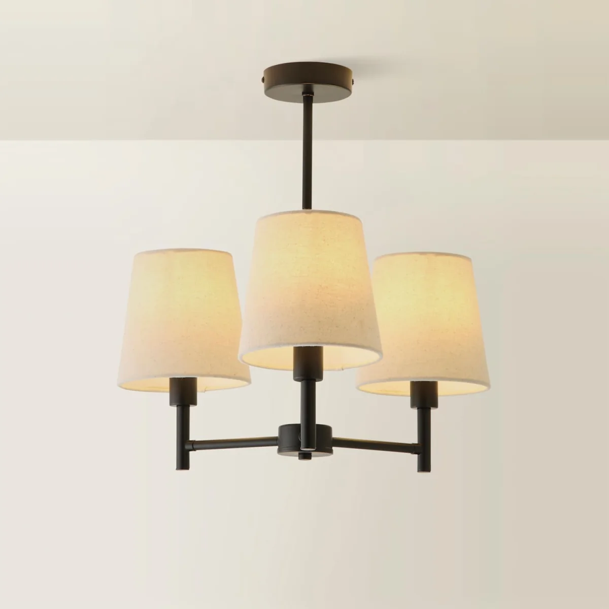 Kincaid 3 Arm Chandelier Ceiling Light with Tapered Shades - Matte Black / 1kg – image 3