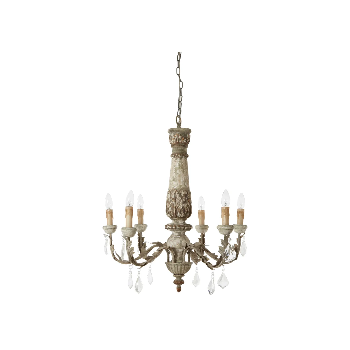 Pavatti Carved Wooden 6 Arm Chandelier – image 1