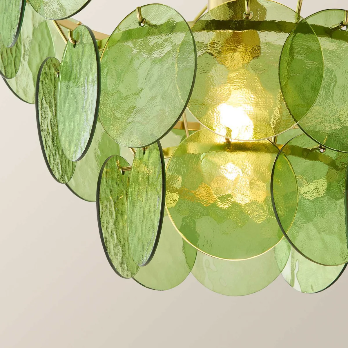 Juliette Dimpled Glass Disc 3 Tier Chandelier Ceiling Pendant Light - Orange / 2.7kg – image 6
