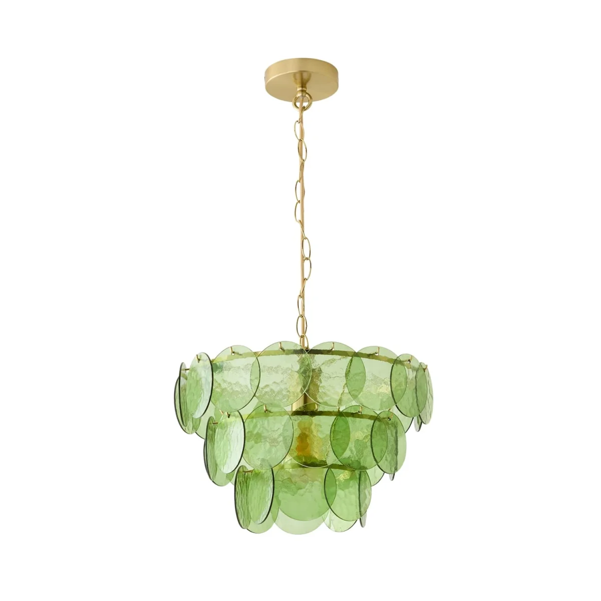 Juliette Dimpled Glass Disc 3 Tier Chandelier Ceiling Pendant Light - Orange / 2.7kg – image 7