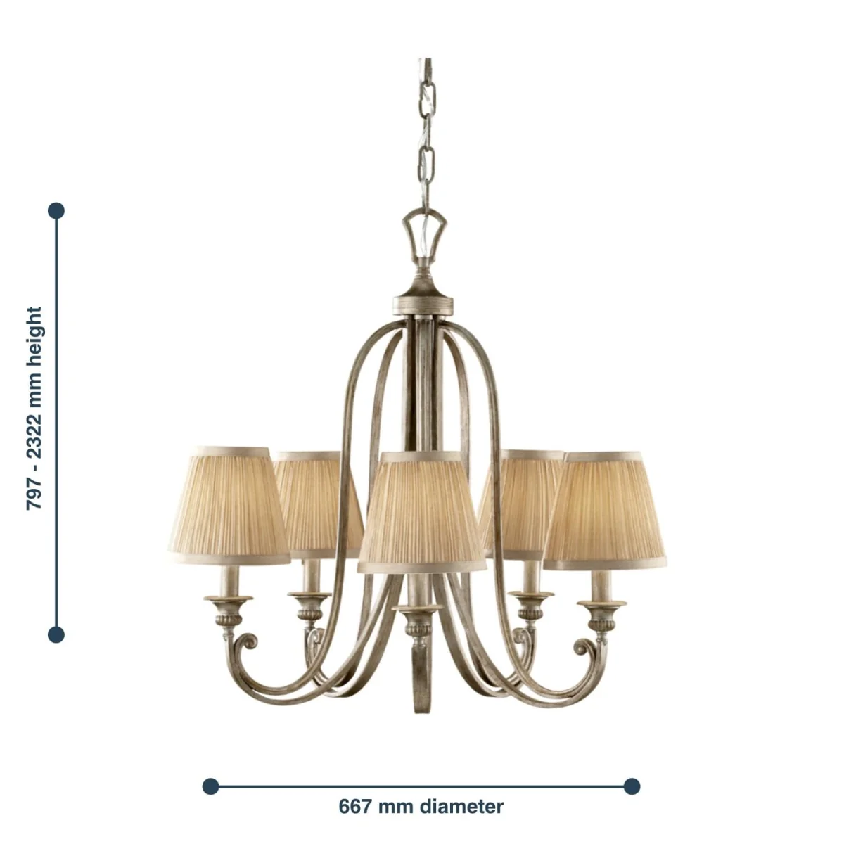 Elstead Lighting Abbey Chandelier Silver - Silver – image 2