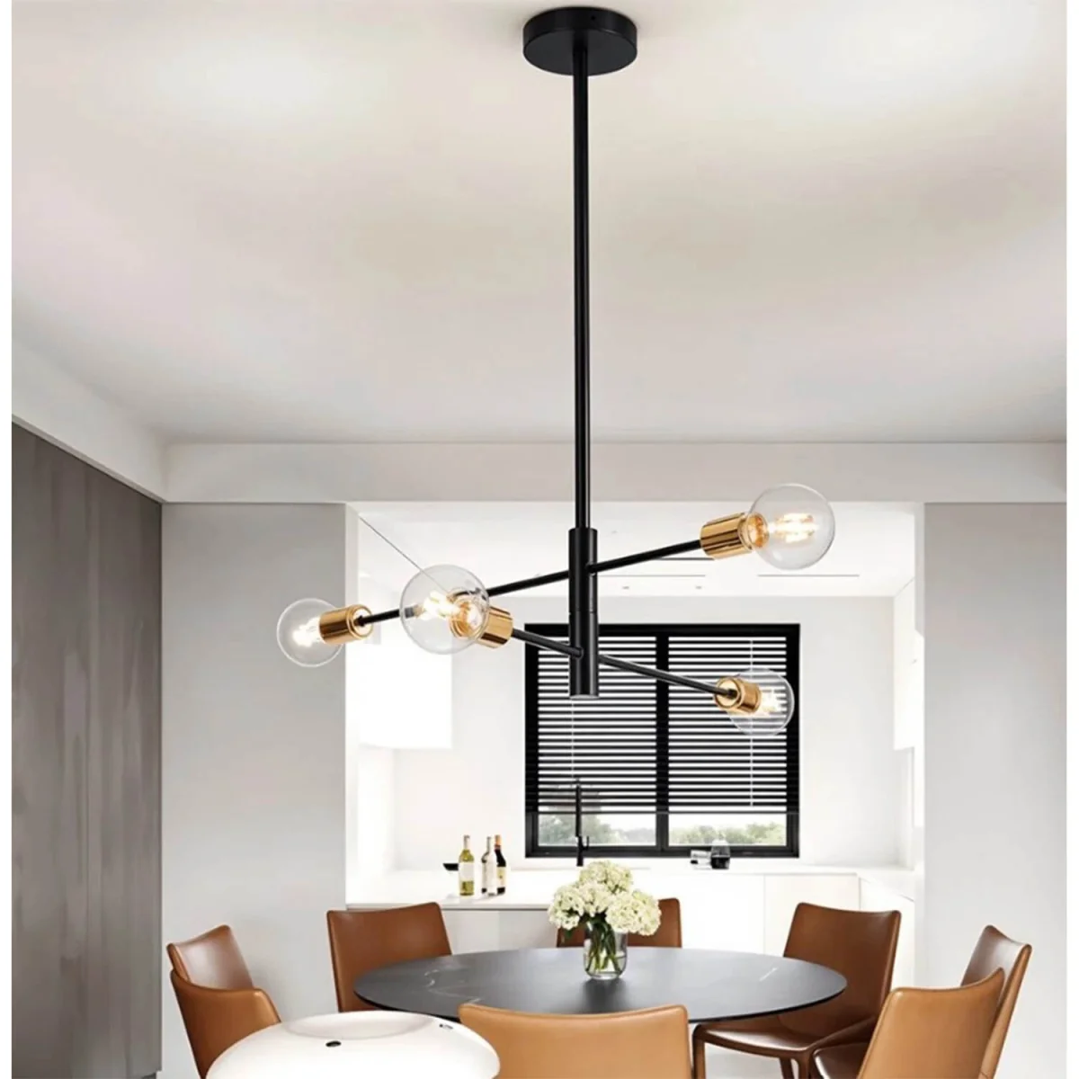 Chandelier 4 Lights Black and Gold - Black and gold – image 2