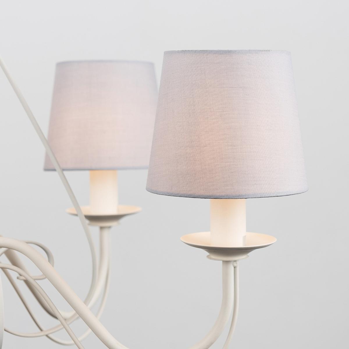 5 Way White Chandelier With Ronda Grey Shades - White – image 5