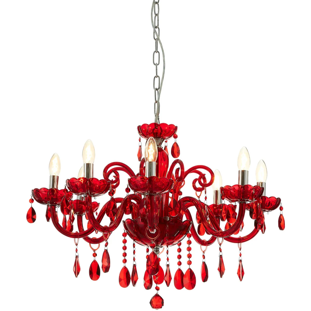 Morano 8 Bulb Red Crystal Glass Chandelier - Red – image 2