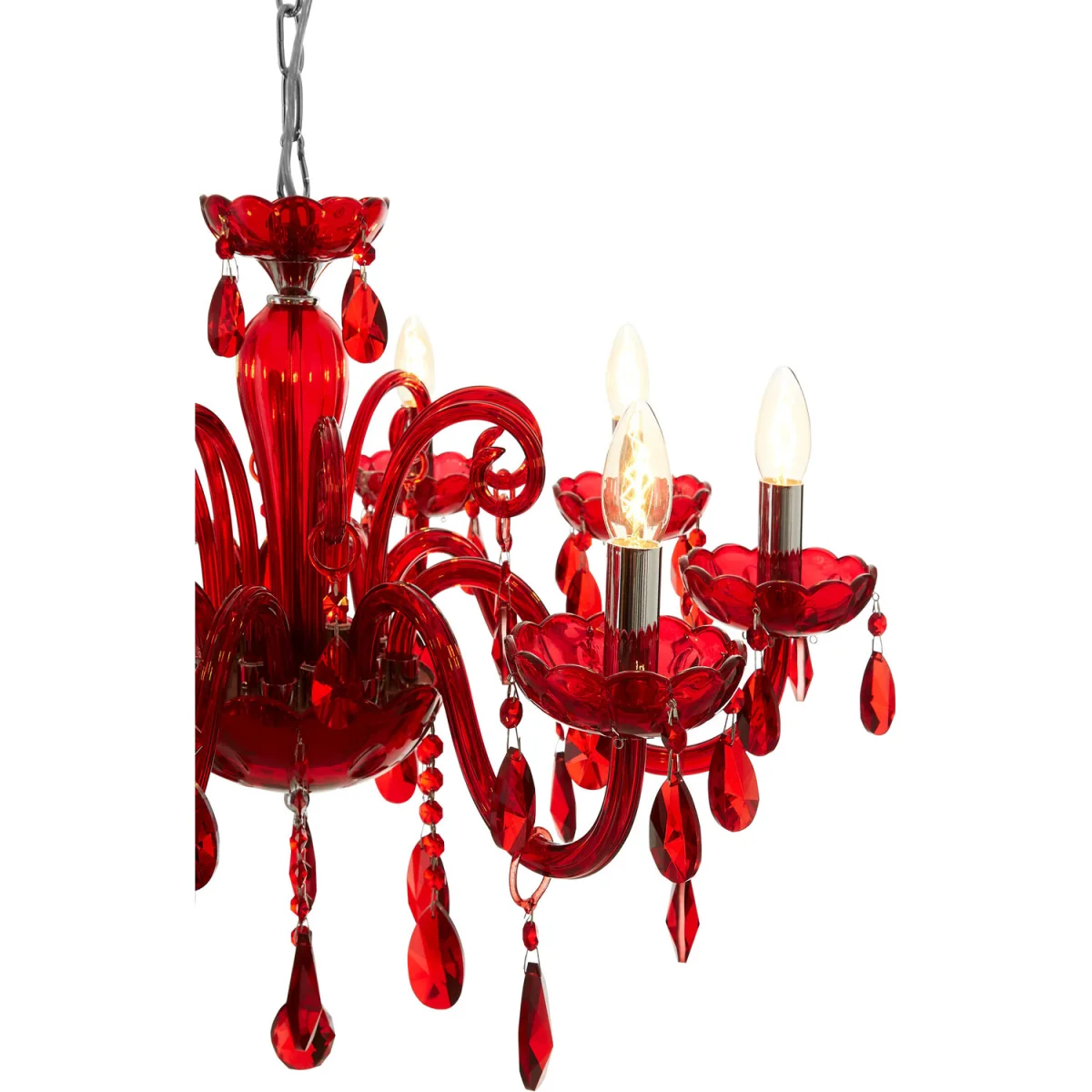 Morano 8 Bulb Red Crystal Glass Chandelier - Red – image 3