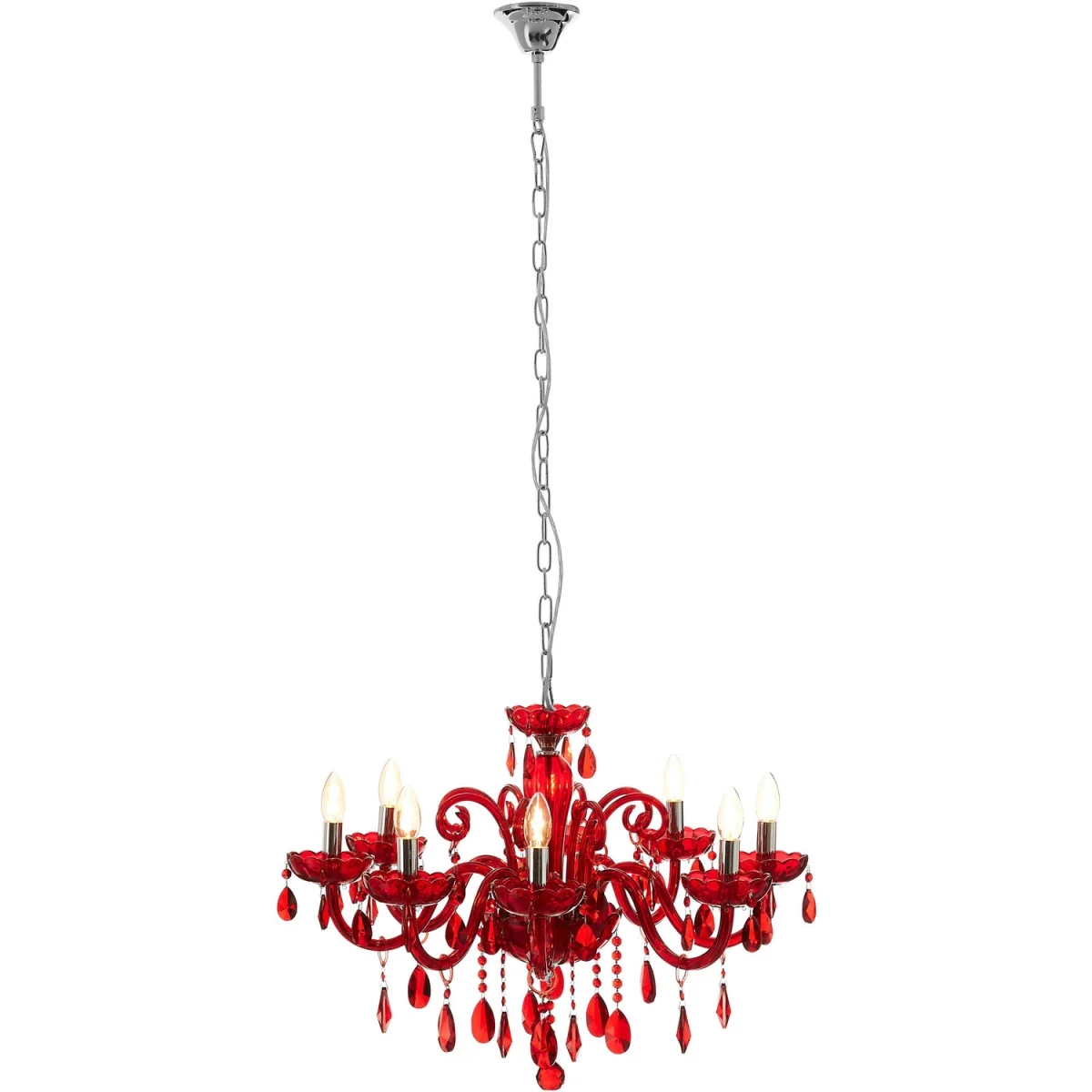 Morano 8 Bulb Red Crystal Glass Chandelier - Red – image 4