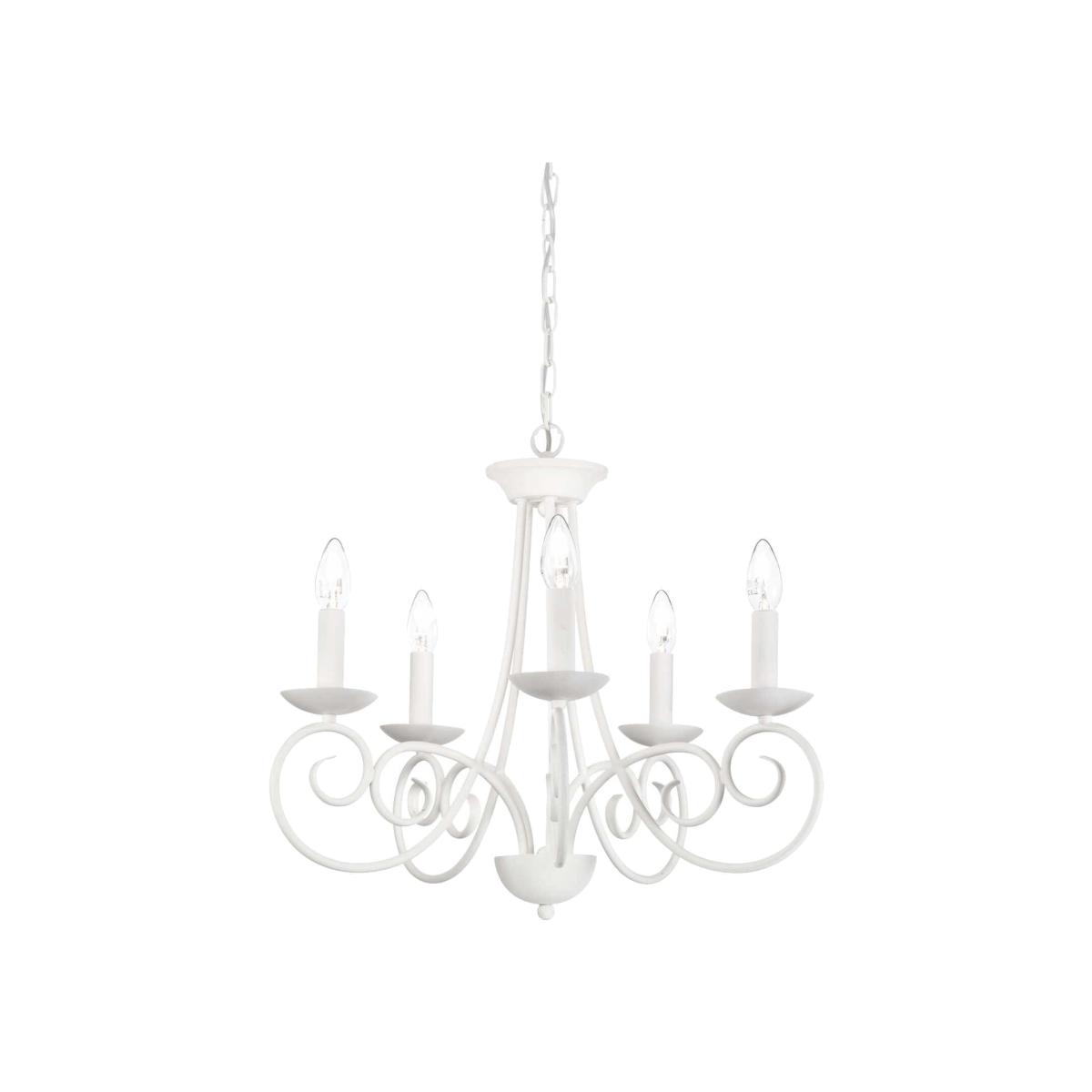 Sem 5 Light Chandelier Satin White Finish, E14 - Satin white