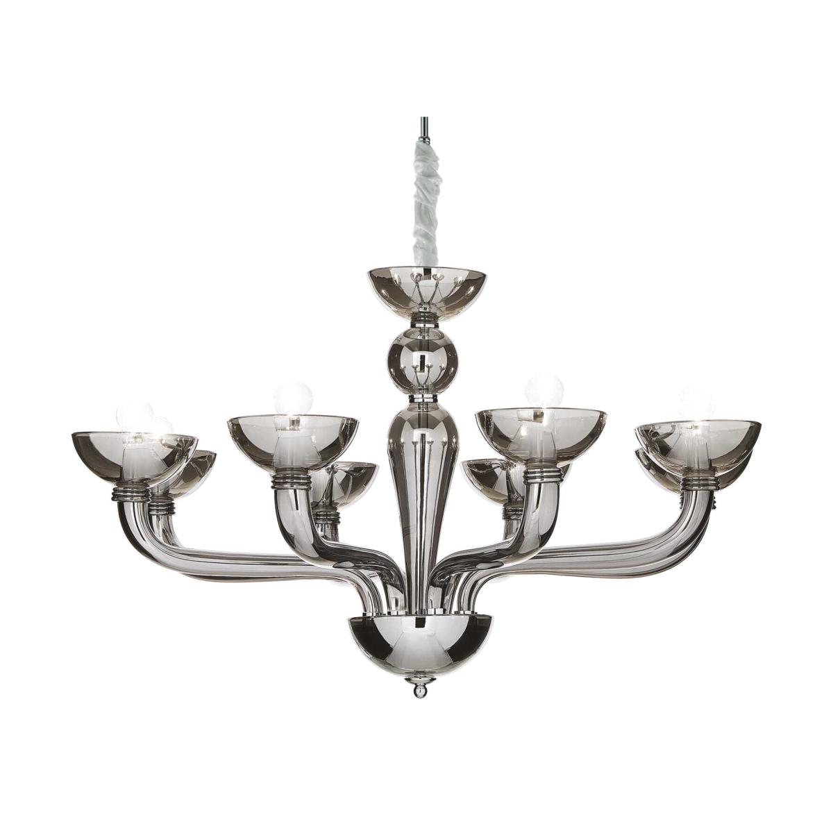Casanova 8 Light Multi Arm Chandelier Smokey Finish, E14 - Smokey