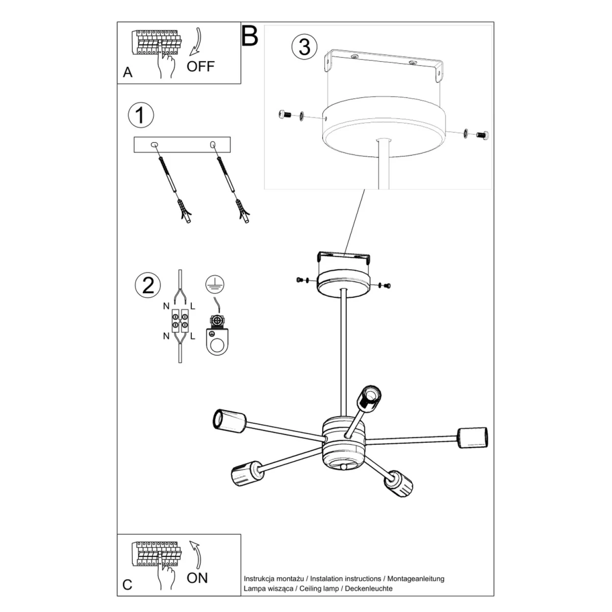 Chandelier LANGO 5 black - black – image 6