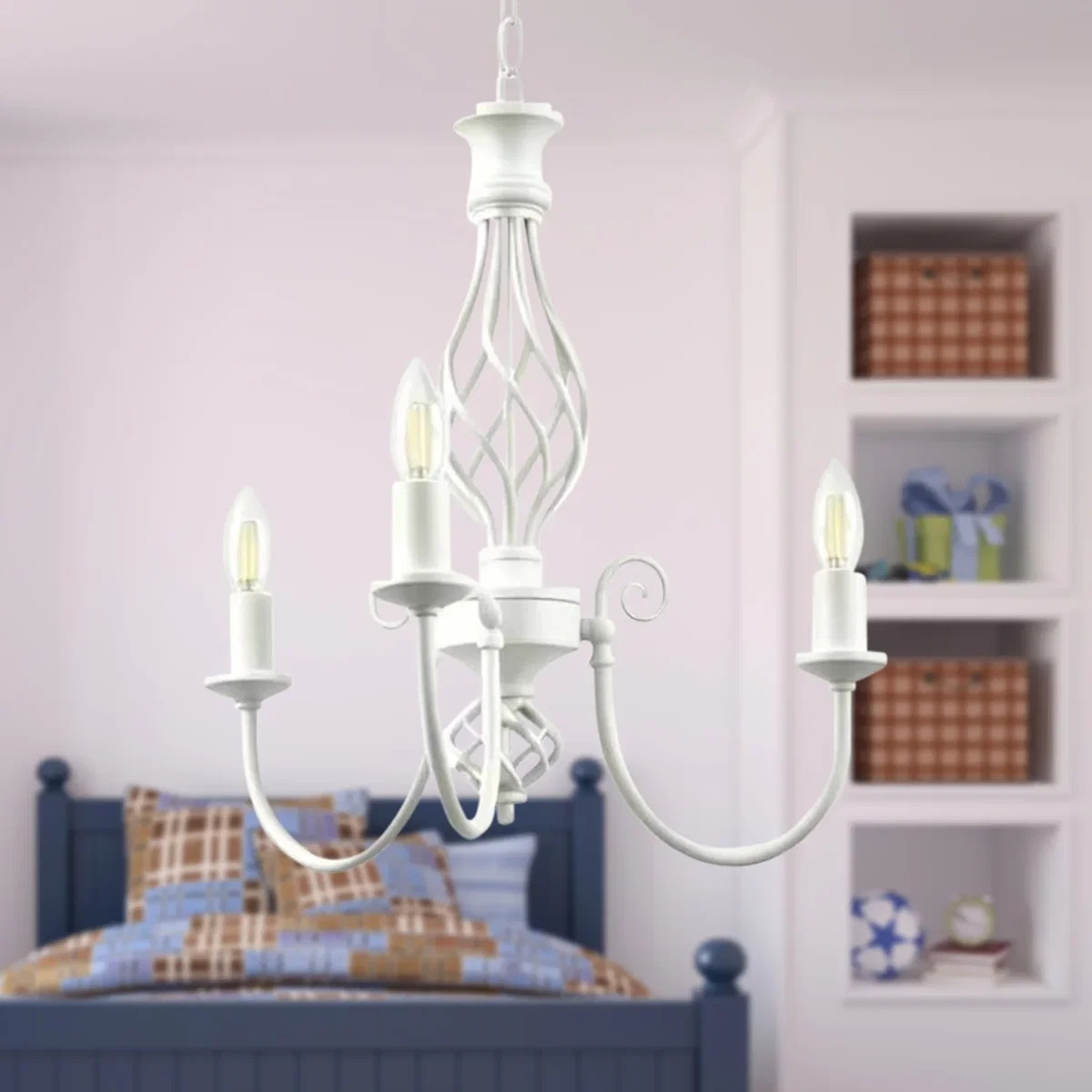 Barley Twist Cream 3 Light Pendant - Cream – image 3