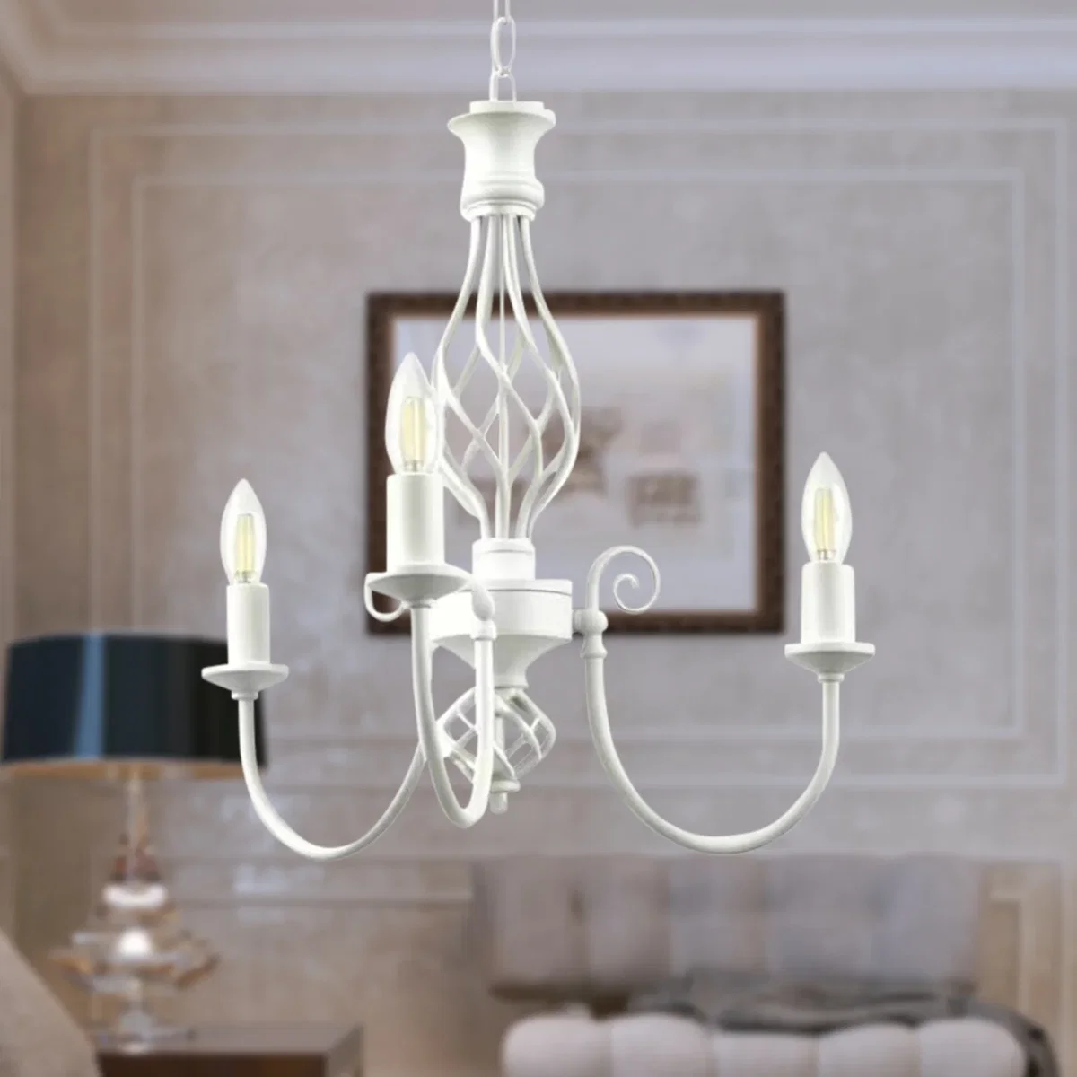 Barley Twist Cream 3 Light Pendant - Cream – image 4