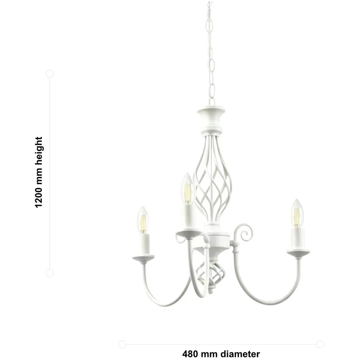 Barley Twist Cream 3 Light Pendant - Cream – image 5