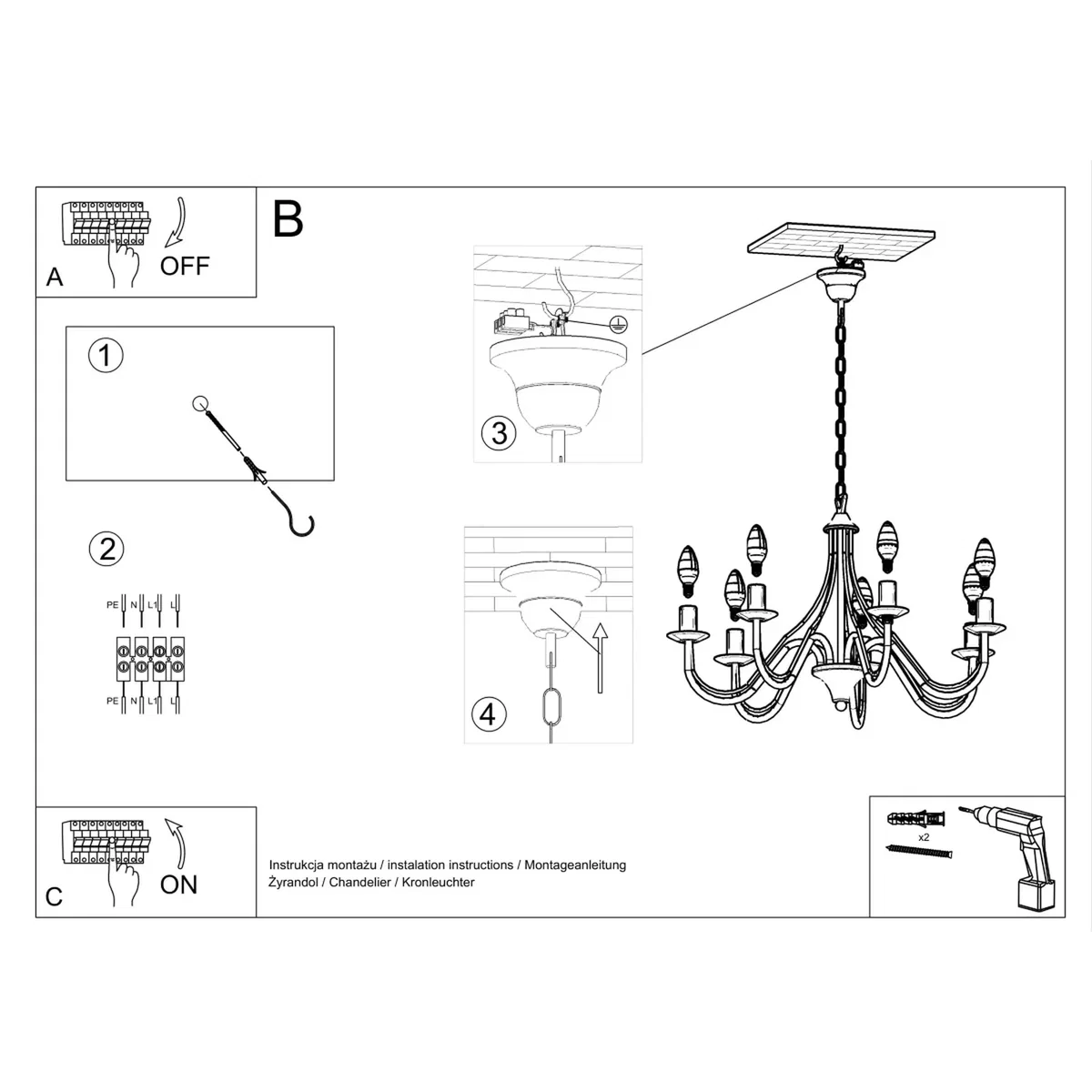 Chandelier MINERWA 7 black - white – image 8