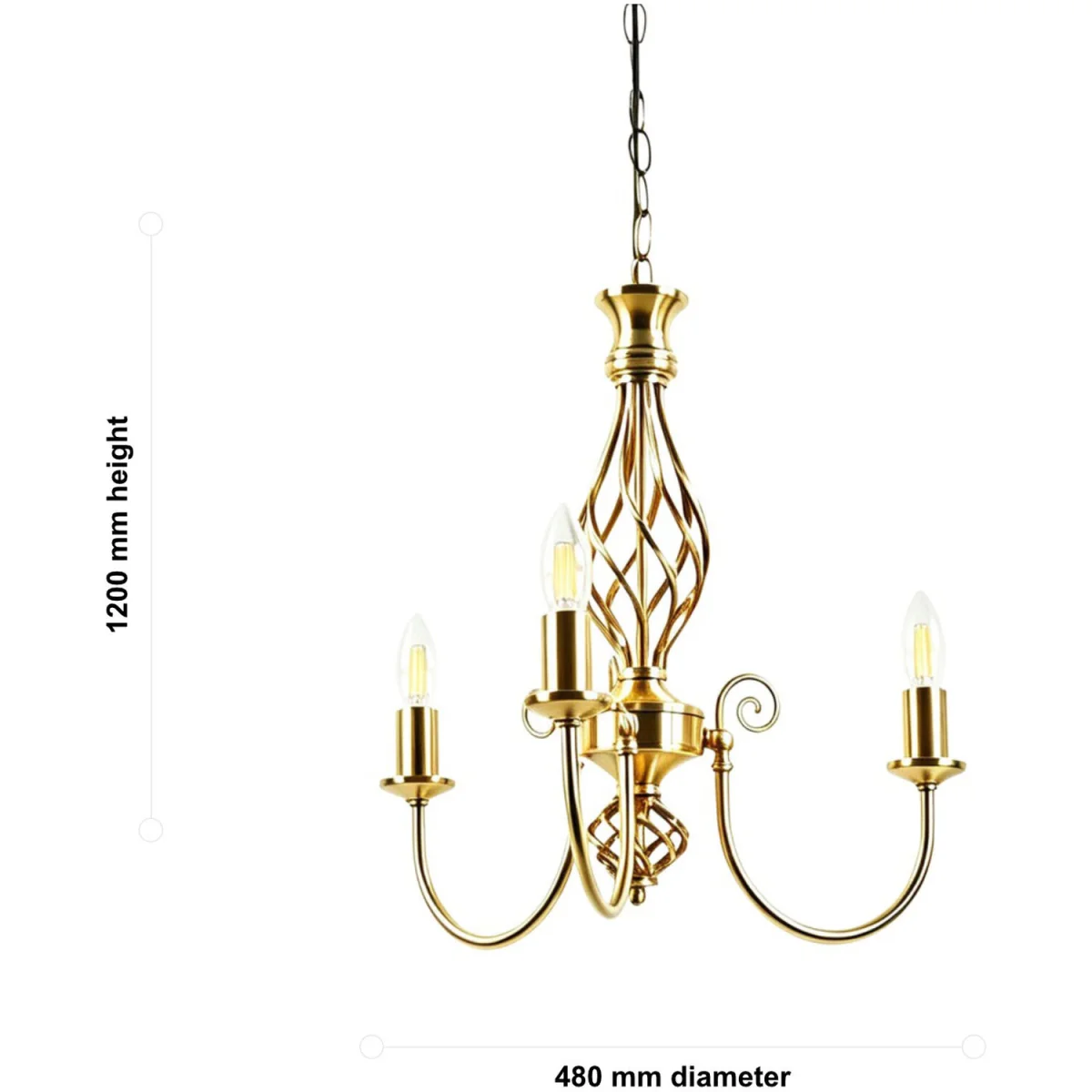Set Of 2 Barley Twist Polished Brass 3 Light Pendants - Brass – image 4