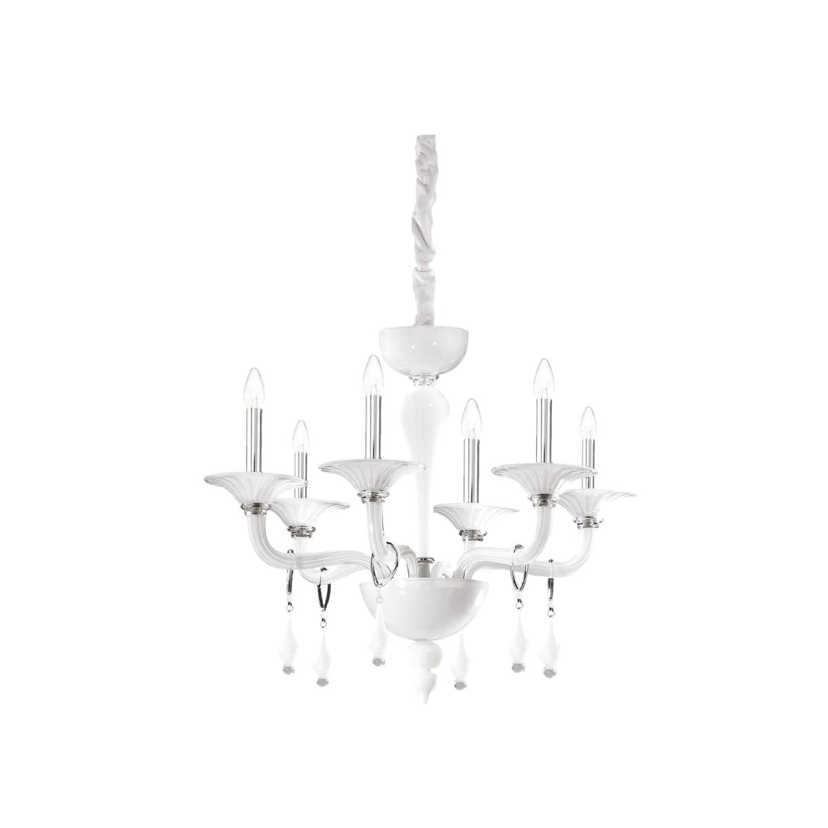 Miramare 6 Light Chandelier White Finish, E14 - White