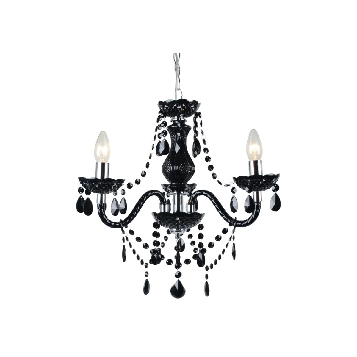 Black And Chrome Marie Therese 3 Light Ceiling Pendant Chandelier - Black & Chrome – image 1