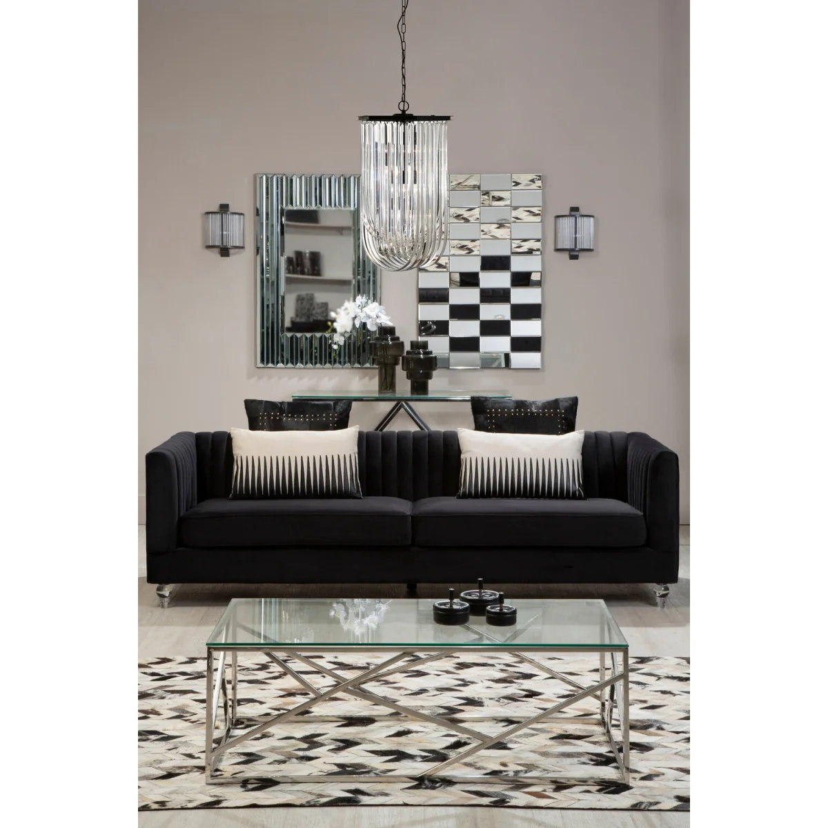 Orsina Kensington Townhouse Long Glass Swirl Chandelier - Black – image 4