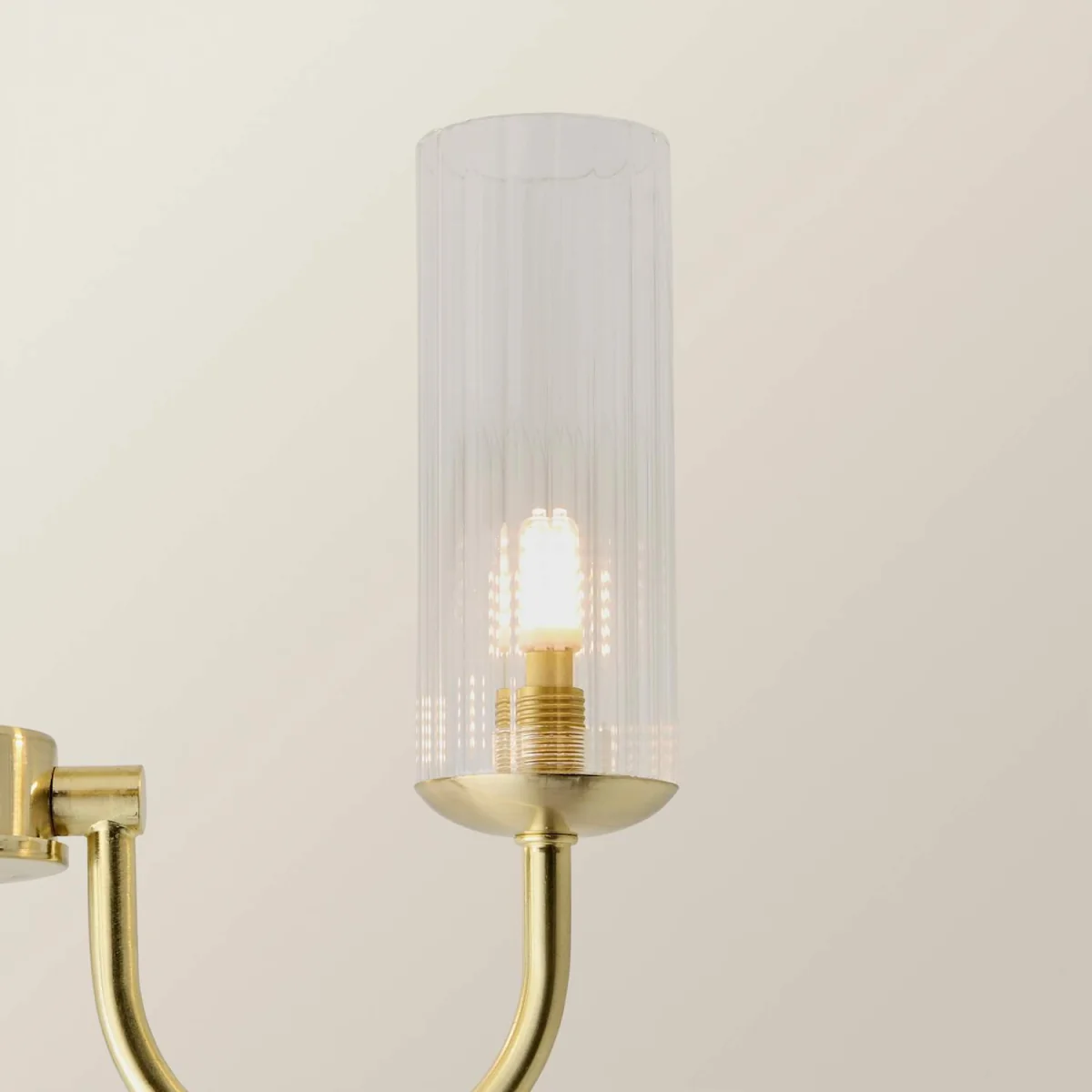 Canya 3 Way Chandelier Ceiling Light with Ribbed Shades - Brushed Gold / 1.1kg – image 3