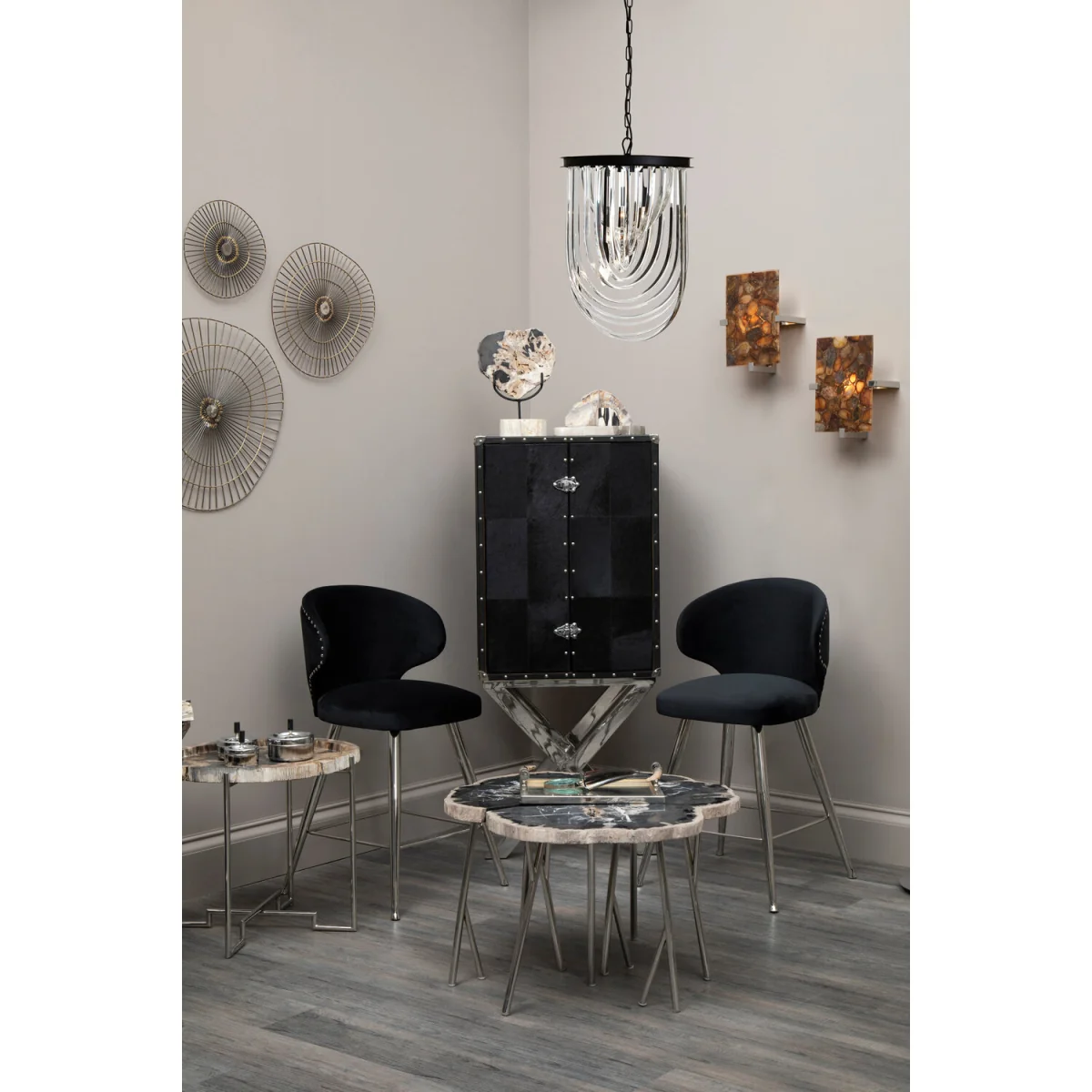 Kensington Townhouse Long Glass Swirl Chandelier - Black – image 2