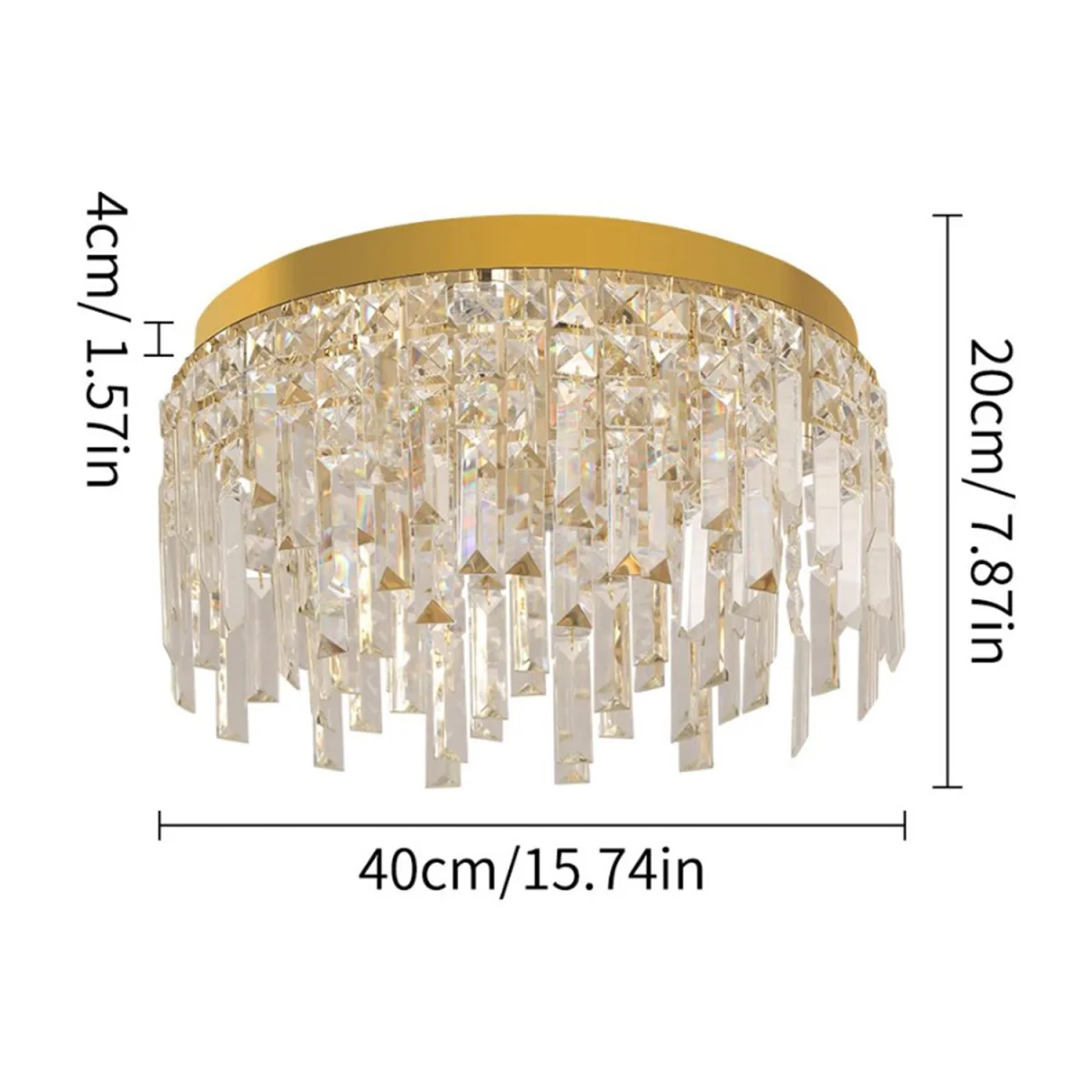 Chandelier Crystal Gold Round - Gold – image 3