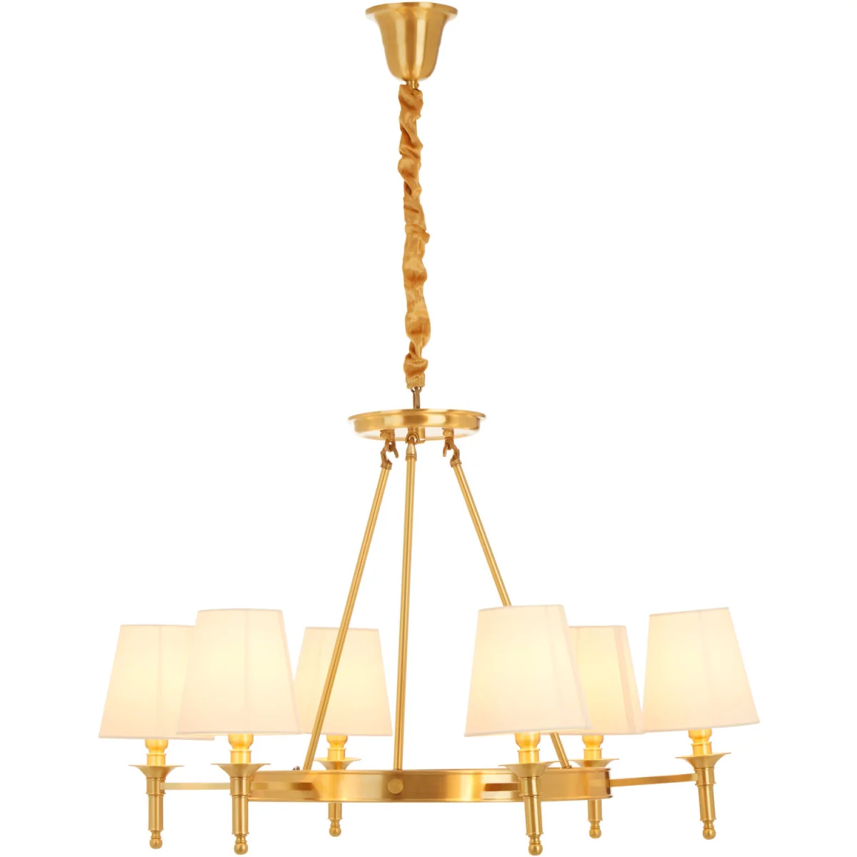 Zina Copper Finish 6 Arm Chandelier - White, Gold – image 2