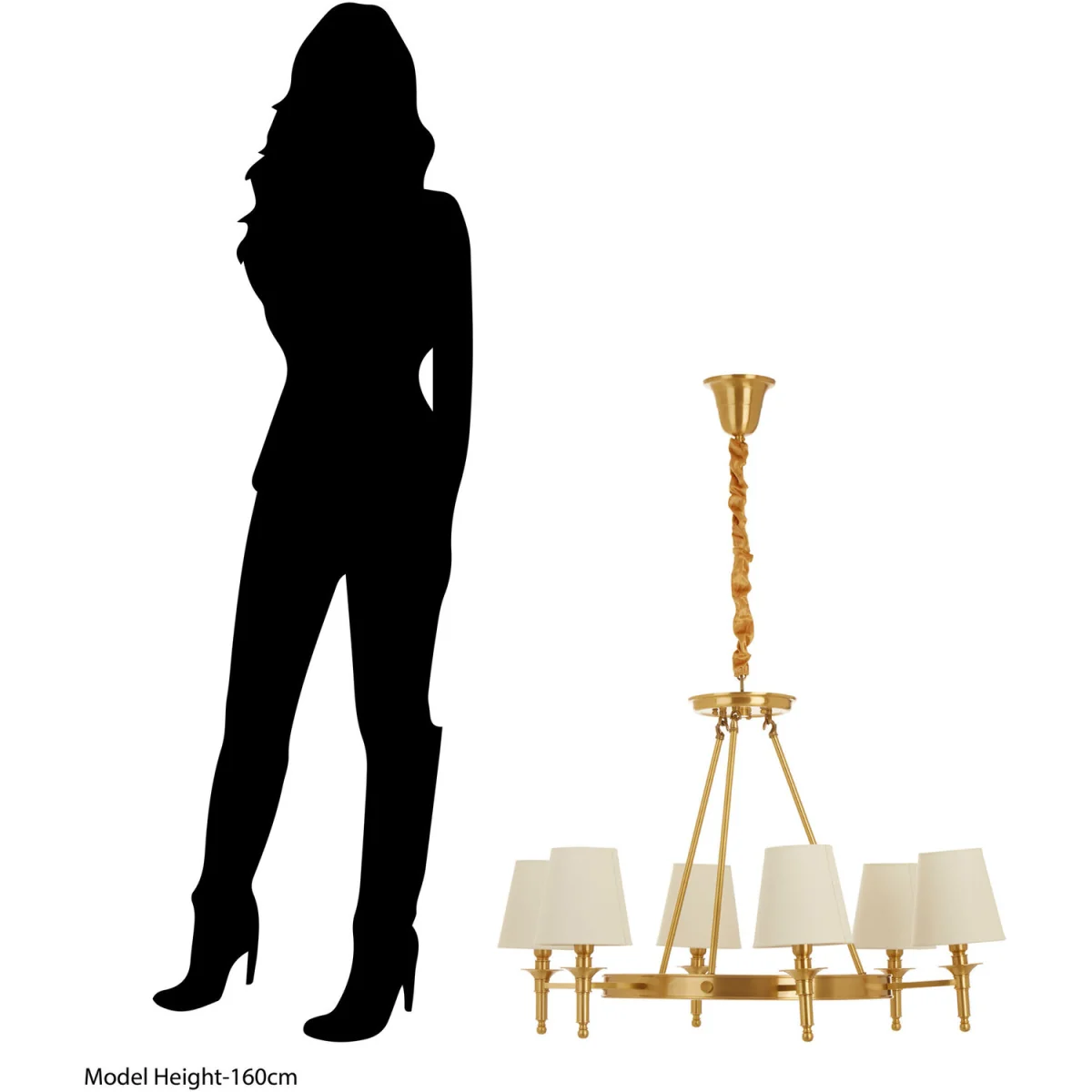Zina Copper Finish 6 Arm Chandelier - White, Gold – image 5