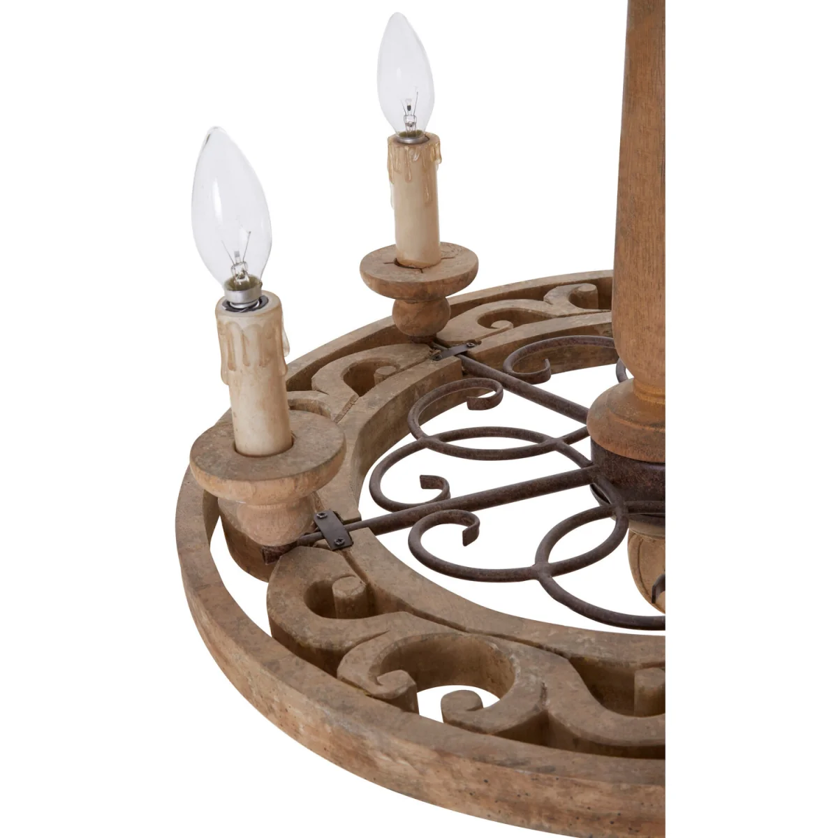 Paxton 5 Arm Oak Wood Chandelier - Brown – image 3