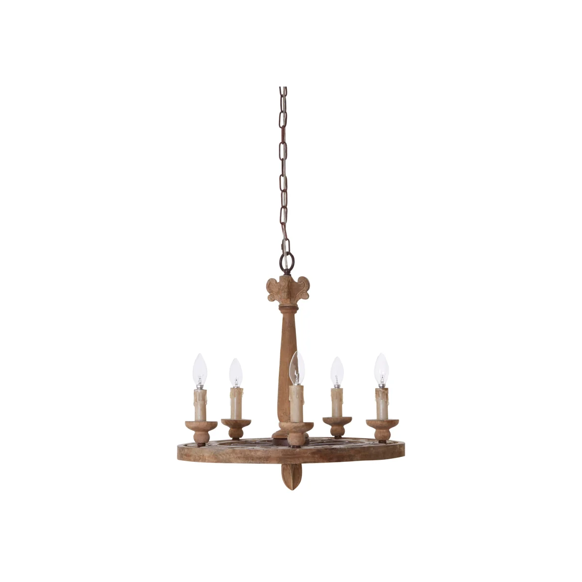 Paxton 5 Arm Oak Wood Chandelier - Brown – image 1