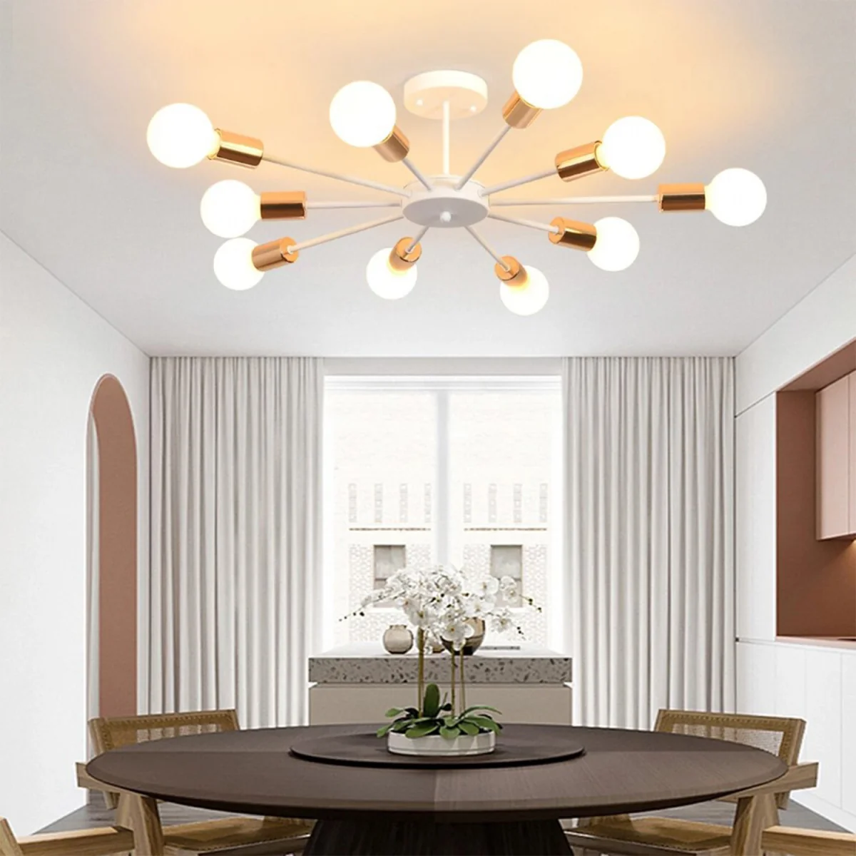 Chandelier White and Gold 10 Lights - White and Gold – image 2